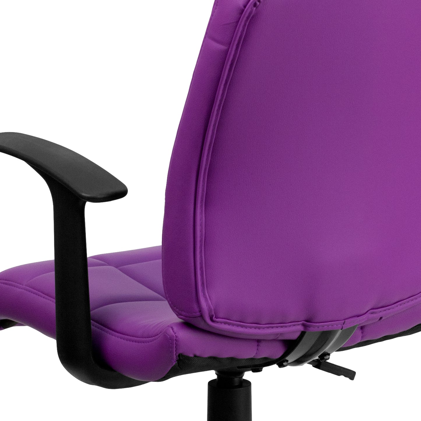 Clayton Mid-Back Purple Quilted Vinyl Swivel Task Office Chair with Arms Purple