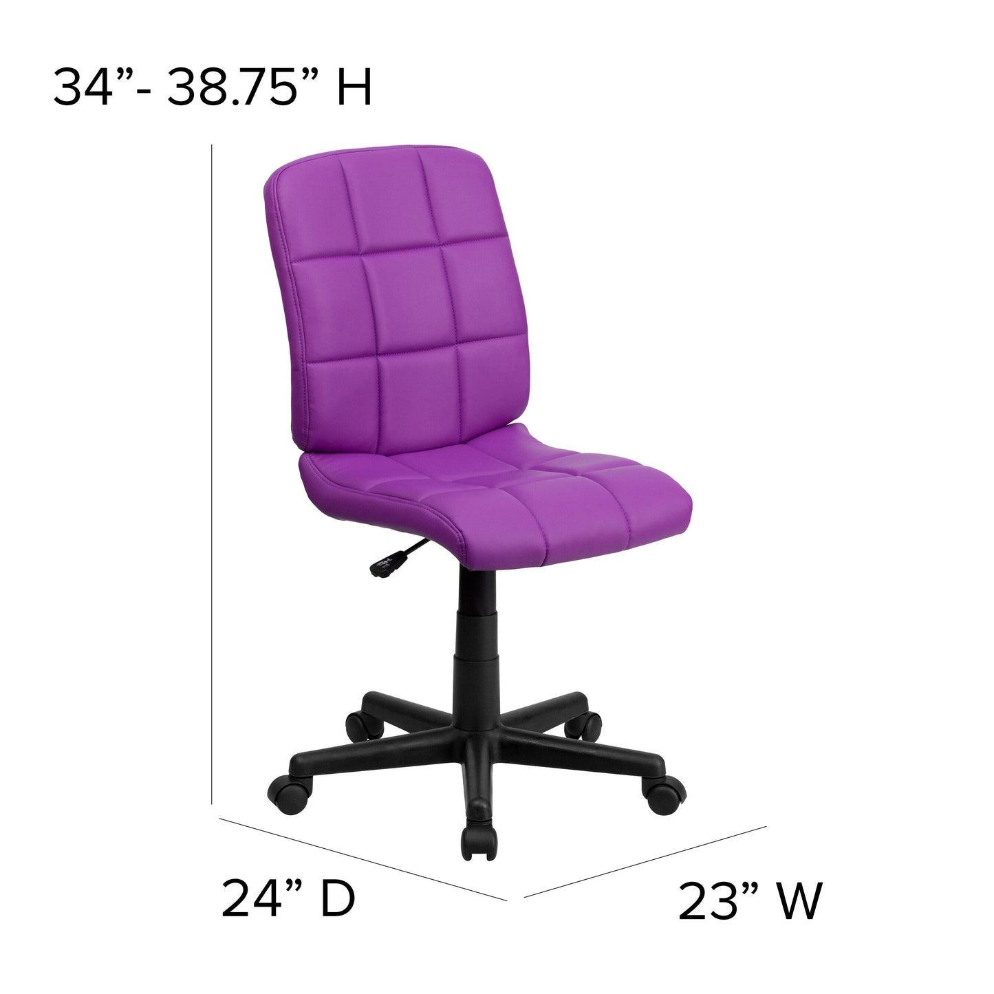 Clayton Mid-Back Purple Quilted Vinyl Swivel Task Office Chair Purple