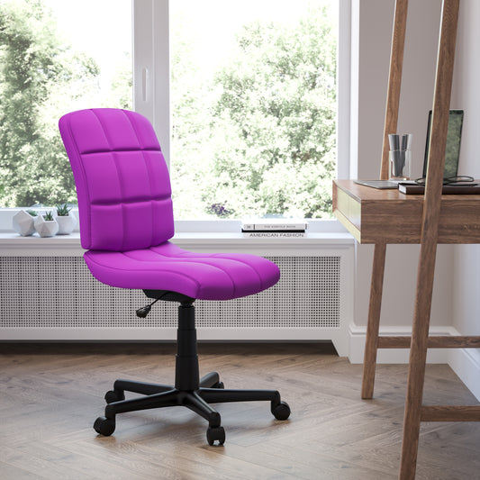 Clayton Mid-Back Purple Quilted Vinyl Swivel Task Office Chair Purple GO-1691-1-PUR-GG