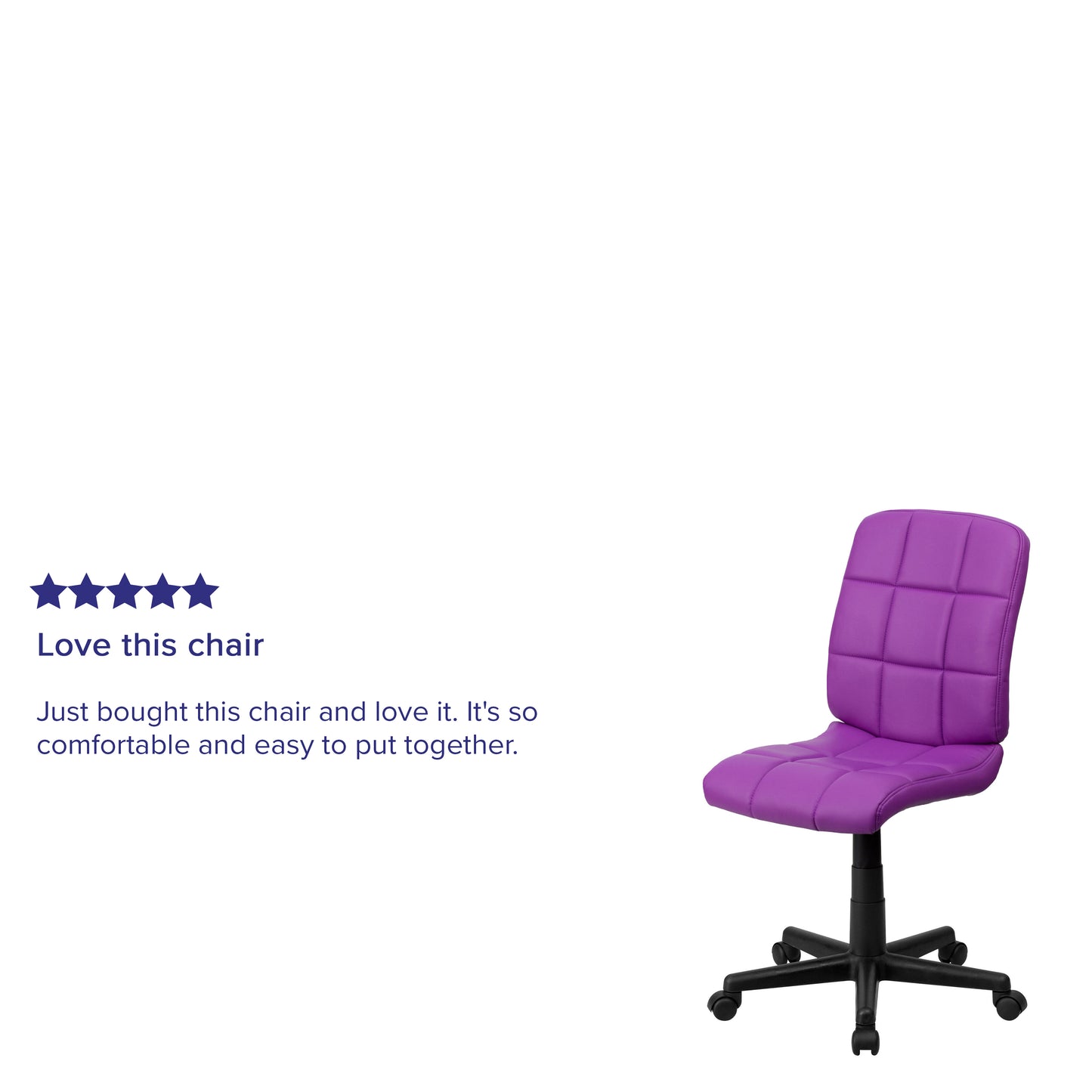 Clayton Mid-Back Purple Quilted Vinyl Swivel Task Office Chair Purple