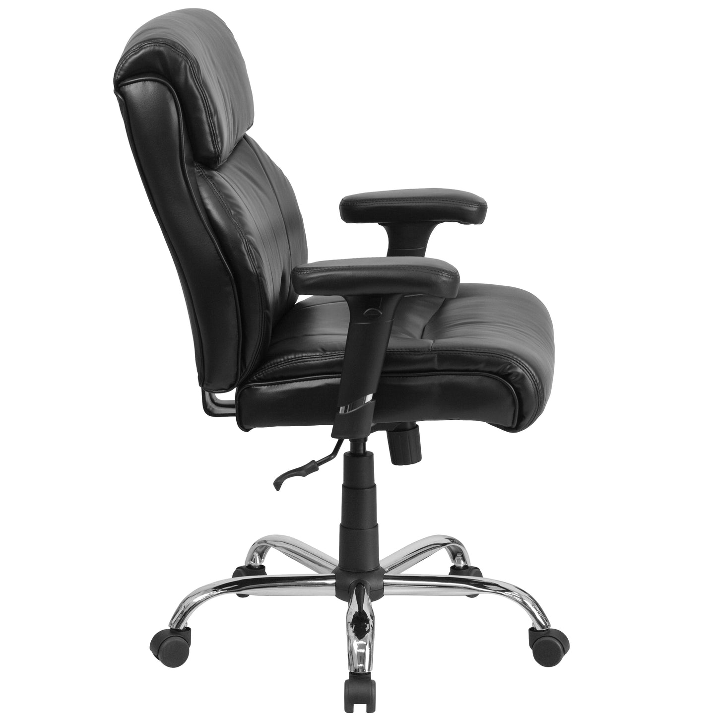 HERCULES Series Big & Tall 400 lb. Rated Black LeatherSoft Ergonomic Task Office Chair with Clean Line Stitching and Arms Black LeatherSoft