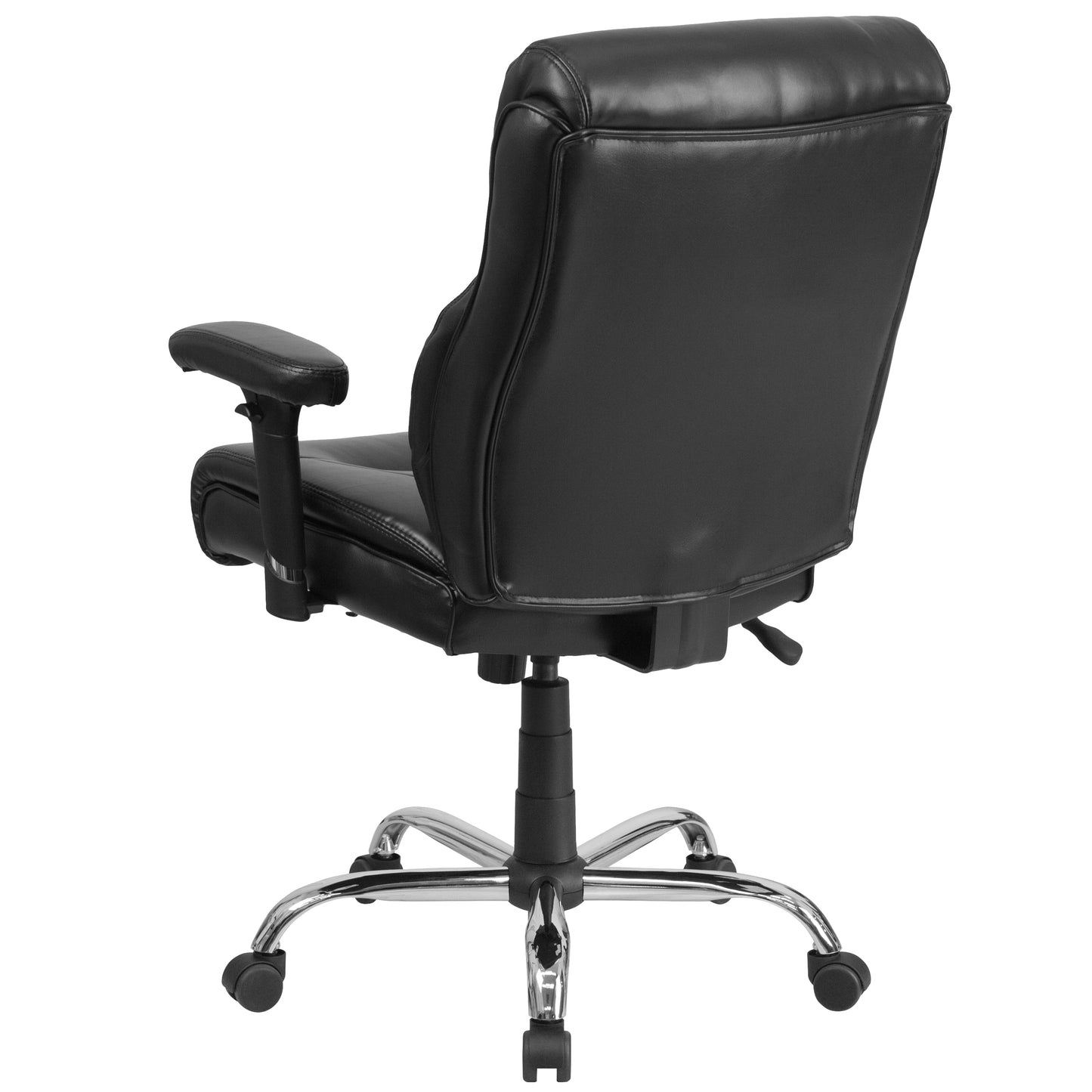 HERCULES Series Big & Tall 400 lb. Rated Black LeatherSoft Ergonomic Task Office Chair with Clean Line Stitching and Arms Black LeatherSoft