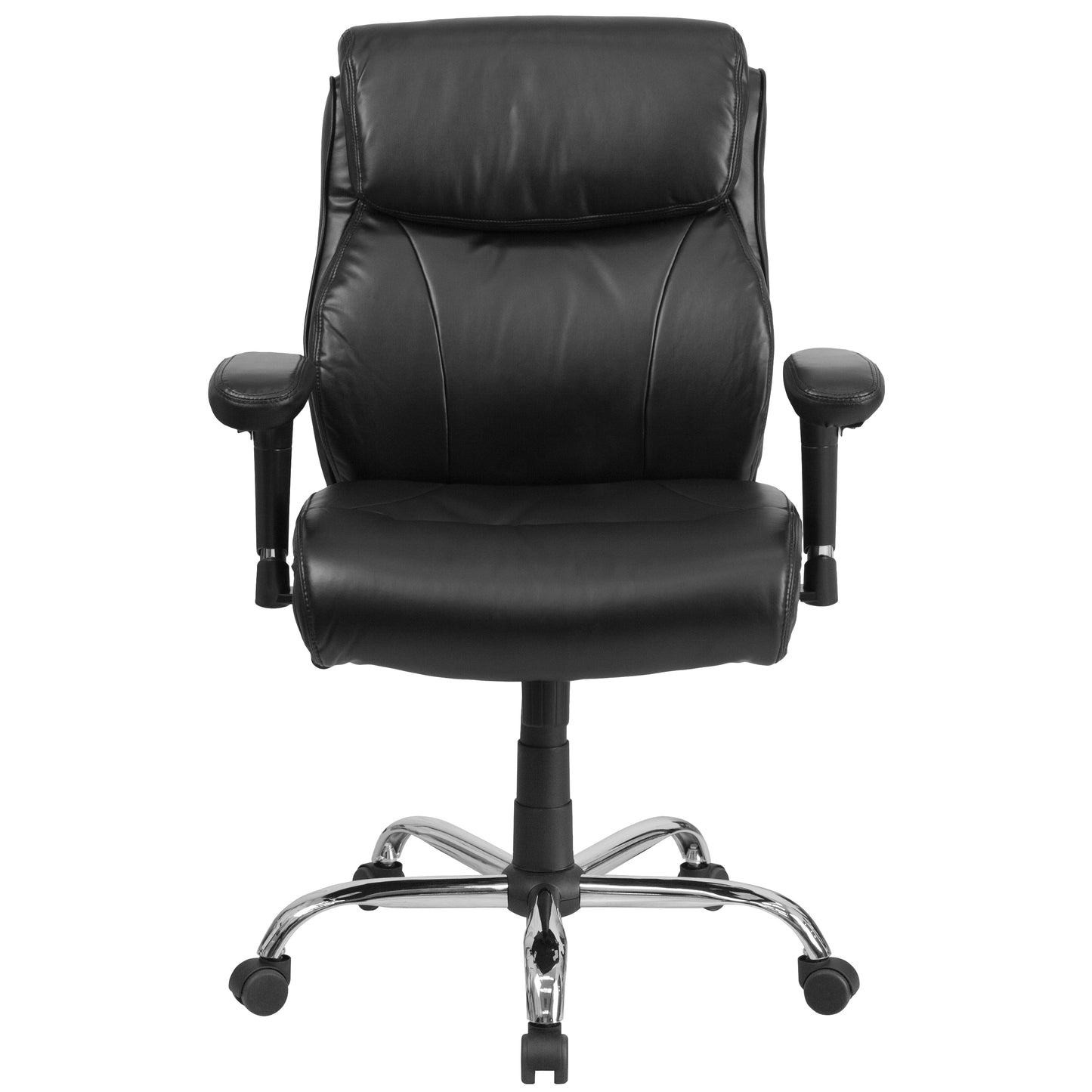 HERCULES Series Big & Tall 400 lb. Rated Black LeatherSoft Ergonomic Task Office Chair with Clean Line Stitching and Arms Black LeatherSoft