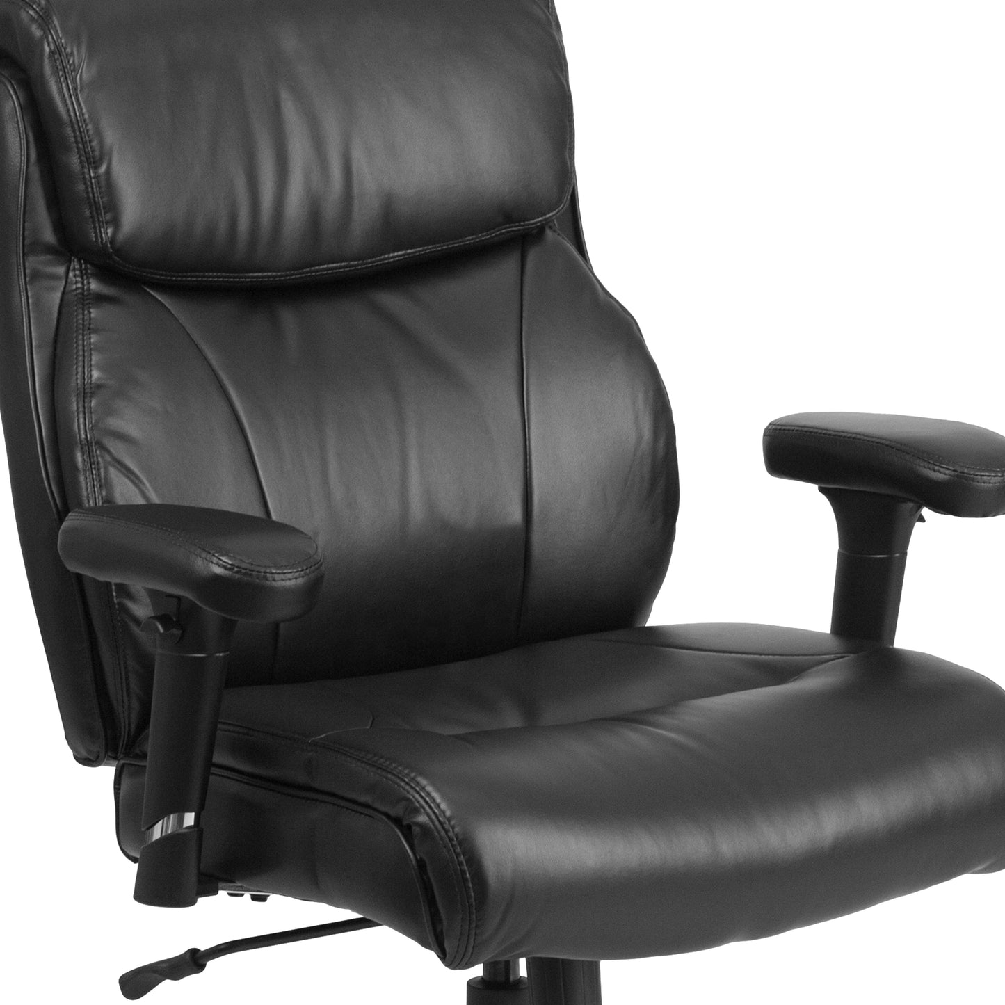 HERCULES Series Big & Tall 400 lb. Rated Black LeatherSoft Ergonomic Task Office Chair with Clean Line Stitching and Arms Black LeatherSoft