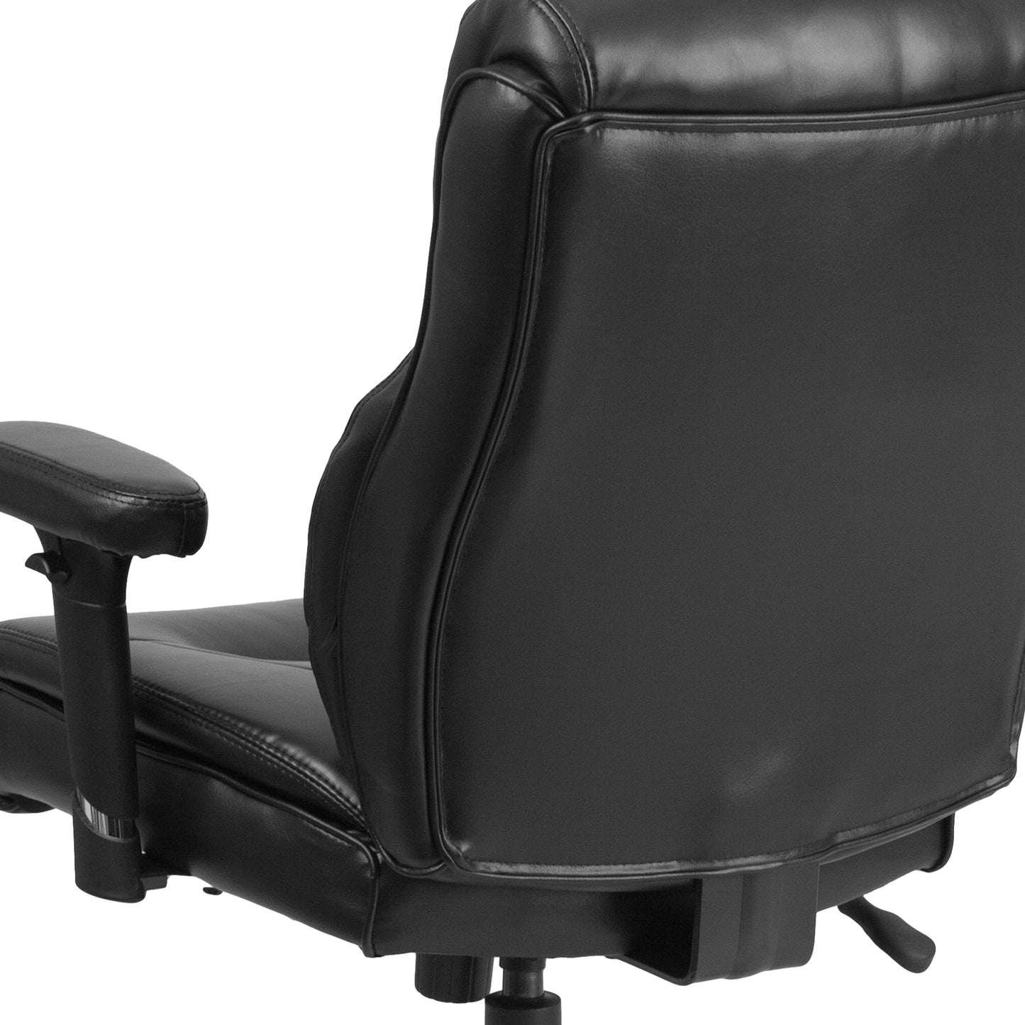 HERCULES Series Big & Tall 400 lb. Rated Black LeatherSoft Ergonomic Task Office Chair with Clean Line Stitching and Arms Black LeatherSoft
