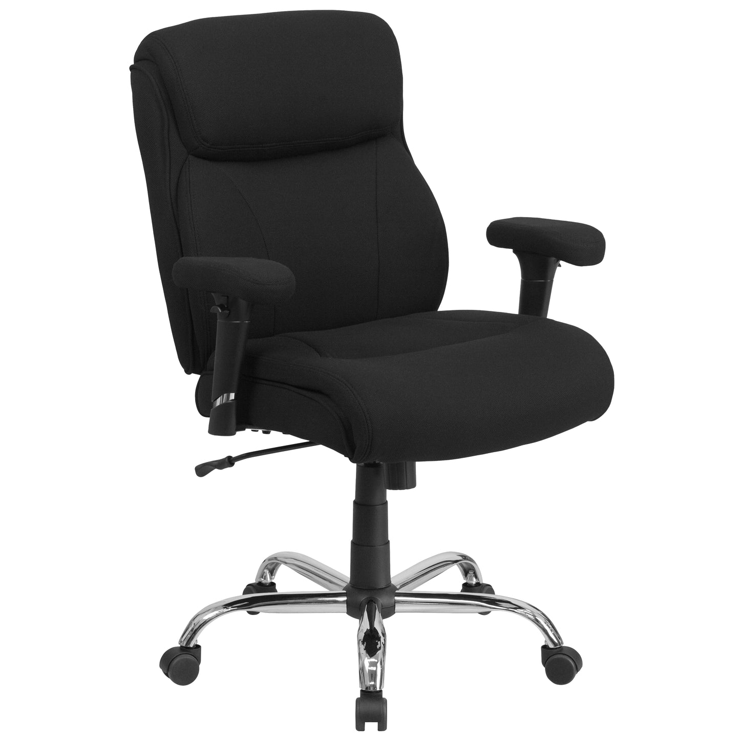 HERCULES Series Big & Tall 400 lb. Rated Black Fabric Ergonomic Task Office Chair with Line Stitching and Adjustable Arms Black Fabric