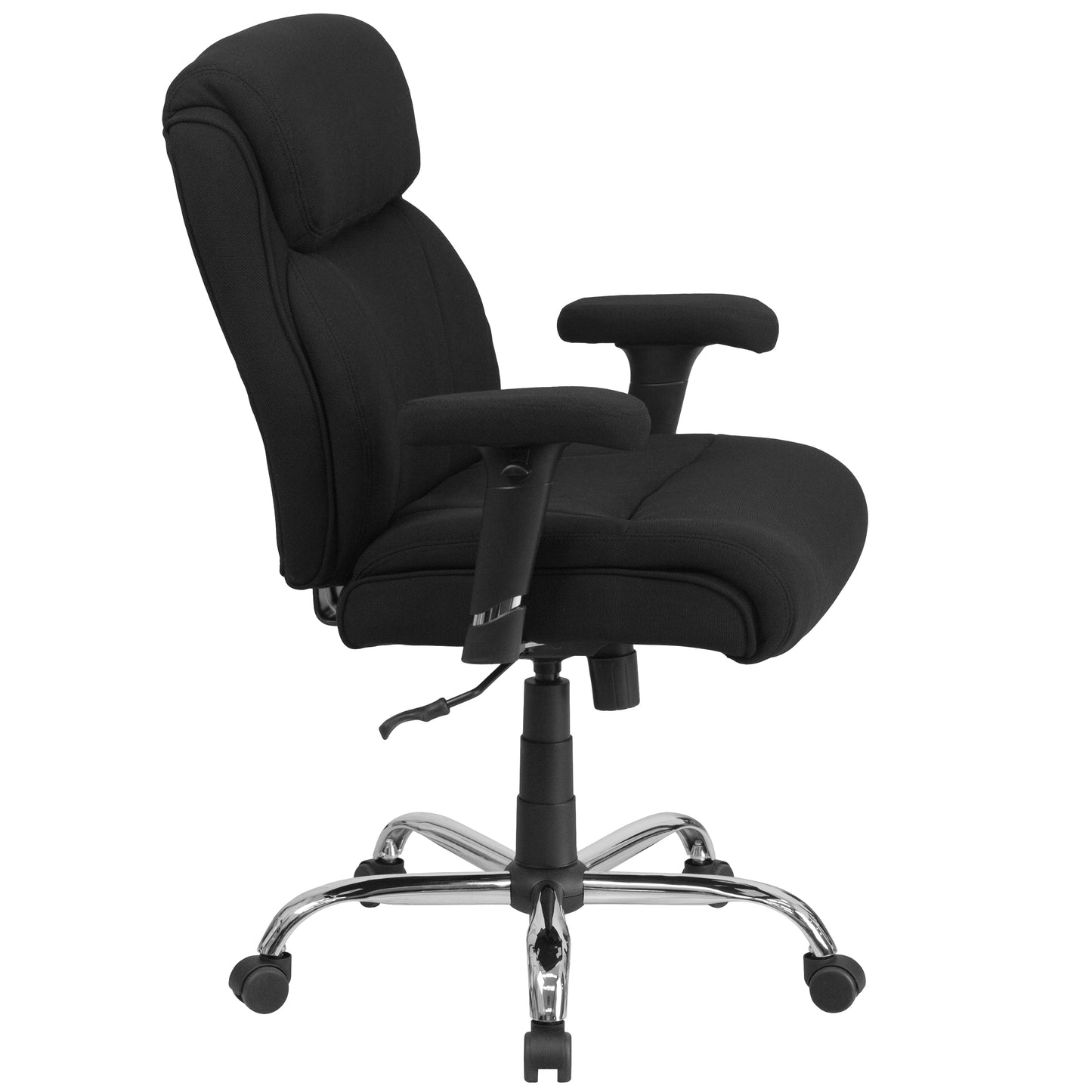 HERCULES Series Big & Tall 400 lb. Rated Black Fabric Ergonomic Task Office Chair with Line Stitching and Adjustable Arms Black Fabric