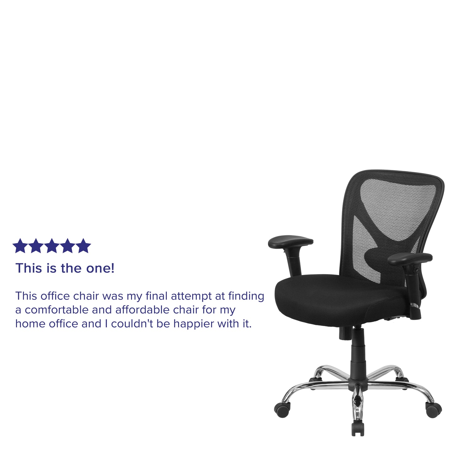 Big & Tall Office Chair | Adjustable Height Mesh Swivel Office Chair with Wheels Black