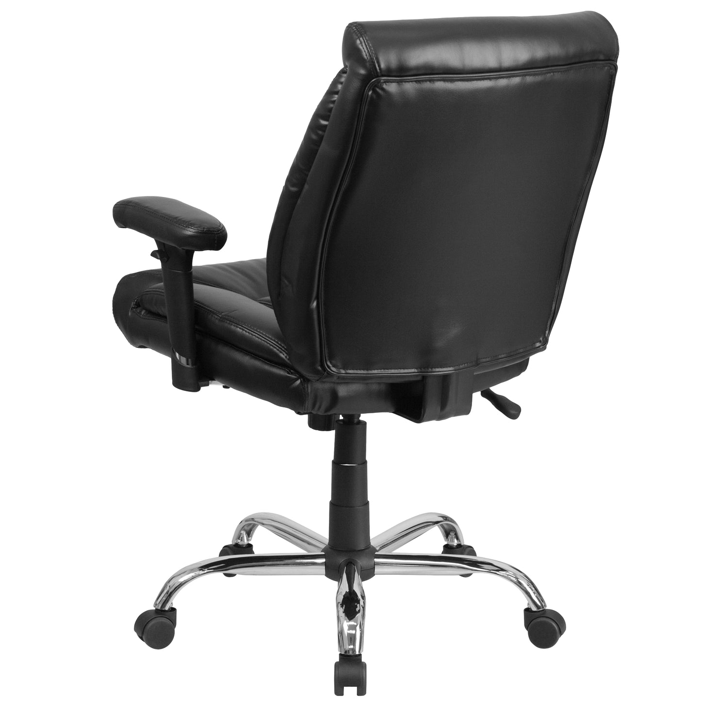 HERCULES Series Big & Tall 400 lb. Rated Black LeatherSoft Deep Tufted Ergonomic Task Office Chair with Adjustable Arms Black LeatherSoft