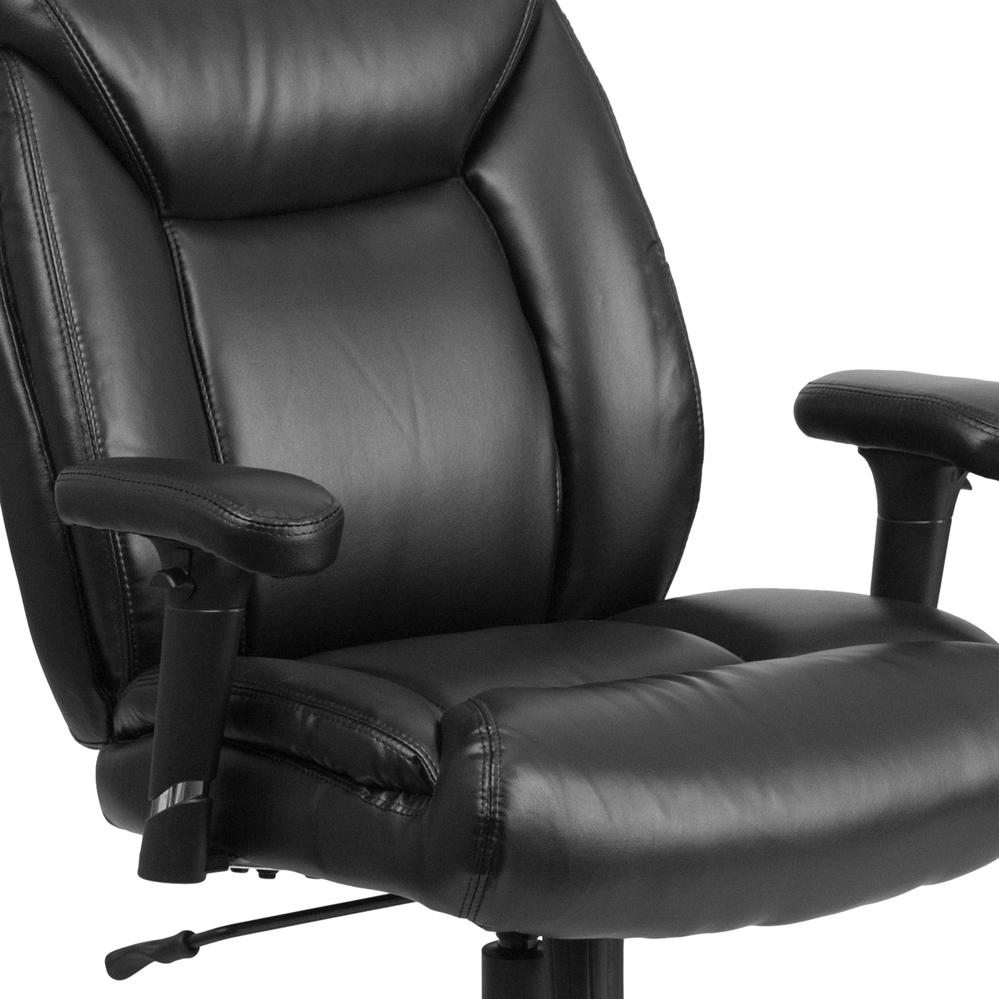 HERCULES Series Big & Tall 400 lb. Rated Black LeatherSoft Deep Tufted Ergonomic Task Office Chair with Adjustable Arms Black LeatherSoft