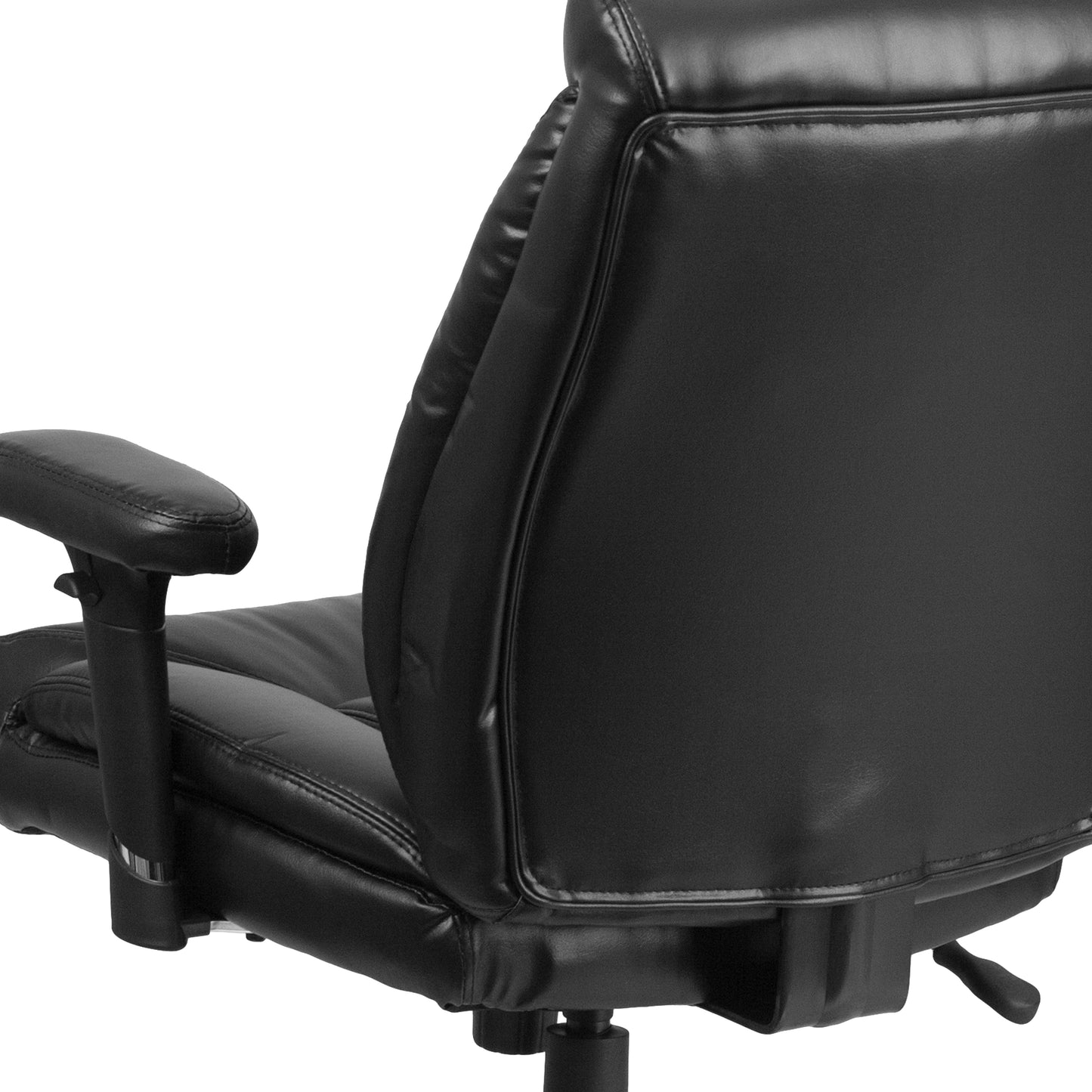 HERCULES Series Big & Tall 400 lb. Rated Black LeatherSoft Deep Tufted Ergonomic Task Office Chair with Adjustable Arms Black LeatherSoft