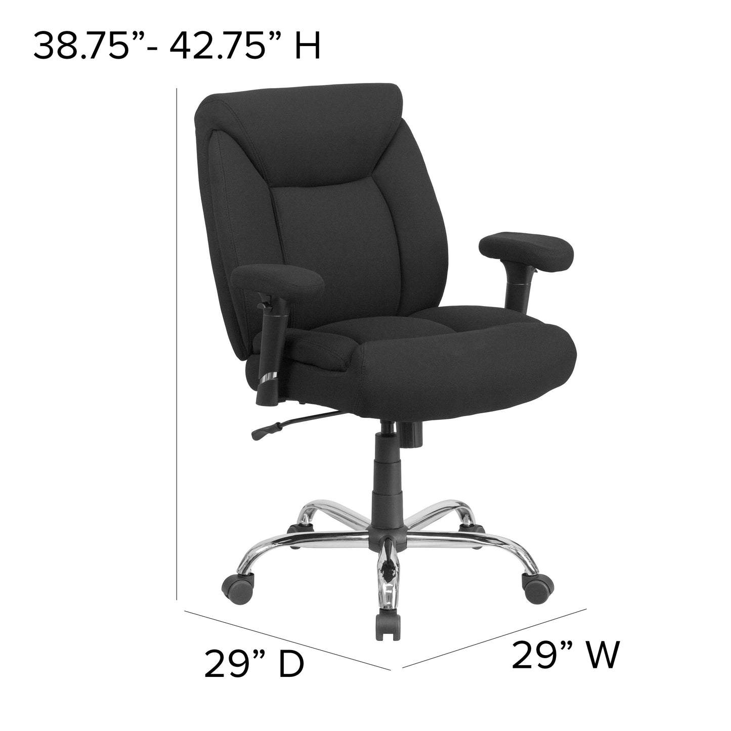 HERCULES Series Big & Tall 400 lb. Rated Black Fabric Deep Tufted Swivel Ergonomic Task Office Chair with Adjustable Arms Black Fabric