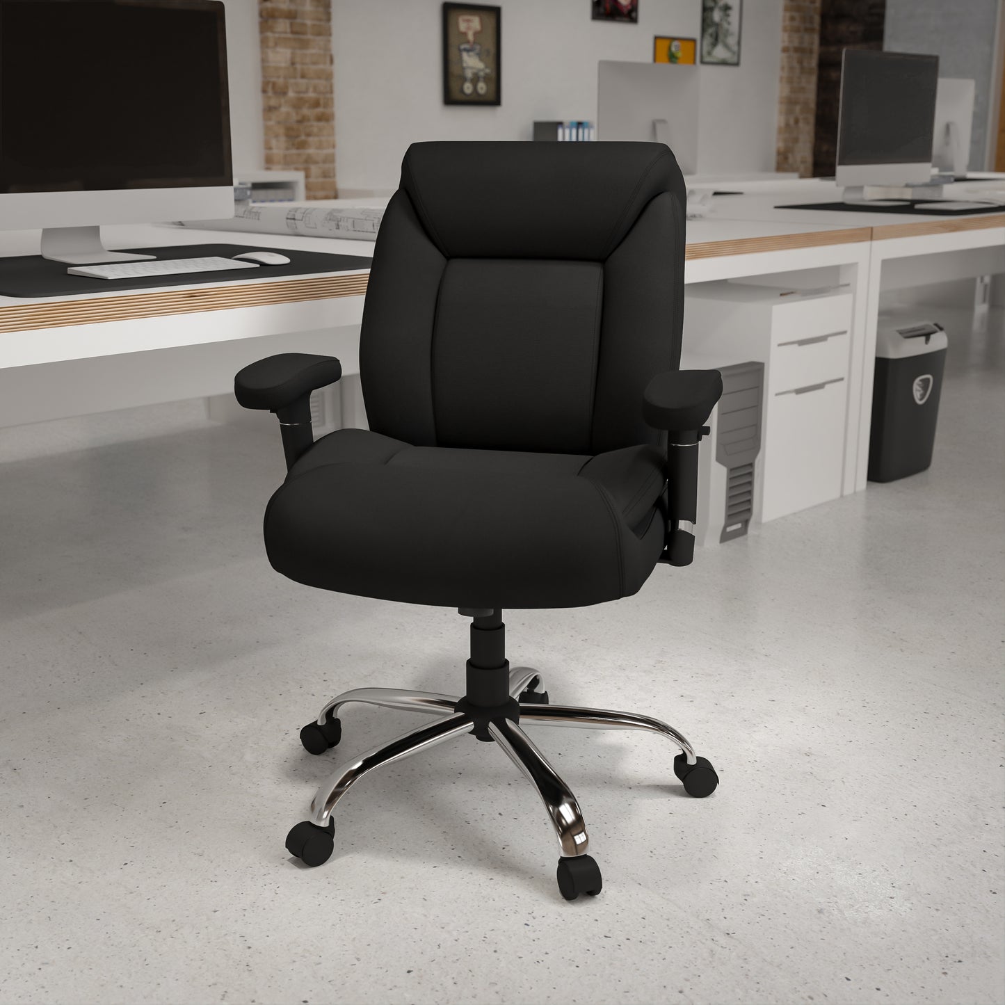 HERCULES Series Big & Tall 400 lb. Rated Black Fabric Deep Tufted Swivel Ergonomic Task Office Chair with Adjustable Arms Black Fabric