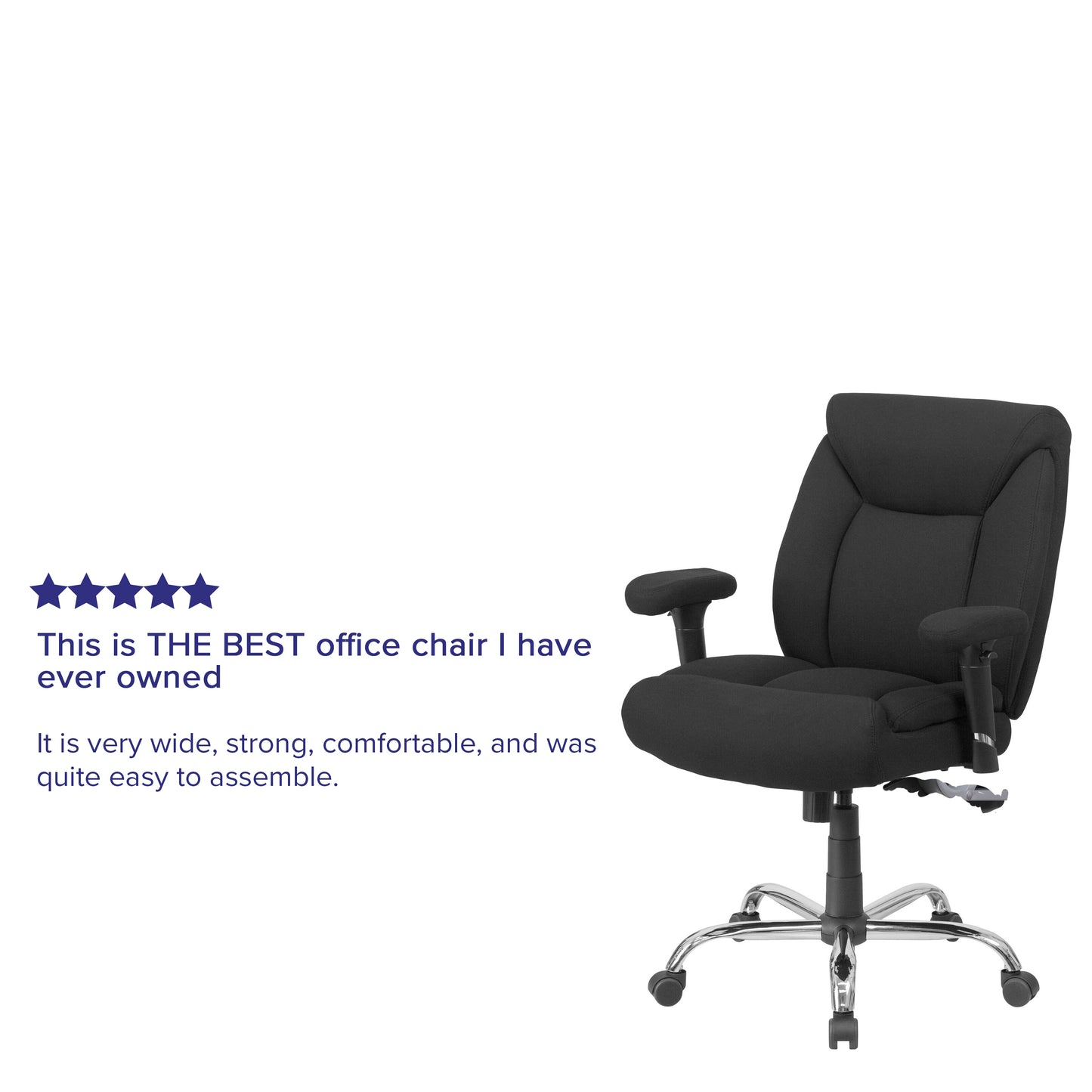 HERCULES Series Big & Tall 400 lb. Rated Black Fabric Deep Tufted Swivel Ergonomic Task Office Chair with Adjustable Arms Black Fabric