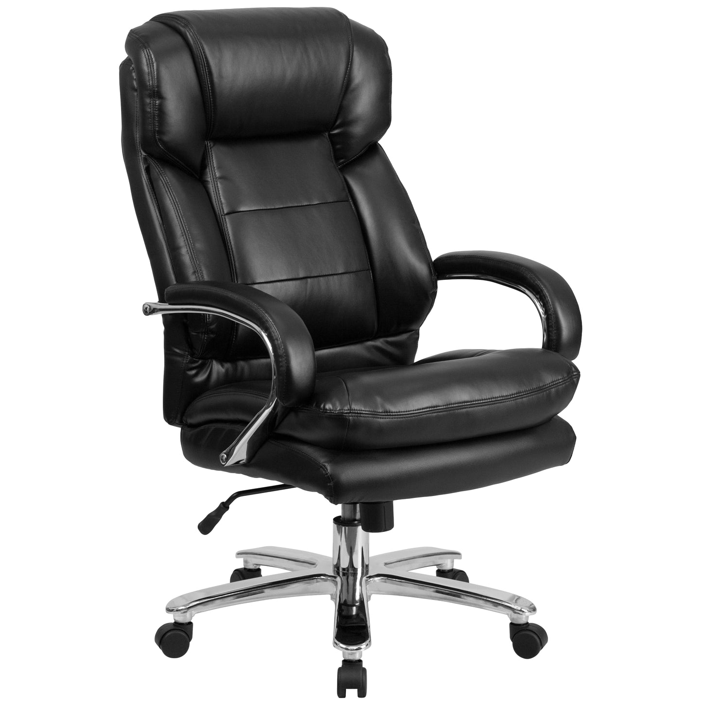 Big & Tall Office Chair | Black LeatherSoft Swivel Executive Desk Chair with Wheels Black LeatherSoft