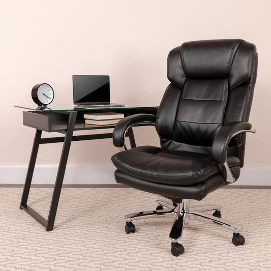 Big & Tall Office Chair | Black LeatherSoft Swivel Executive Desk Chair with Wheels Black LeatherSoft GO-2078-LEA-GG