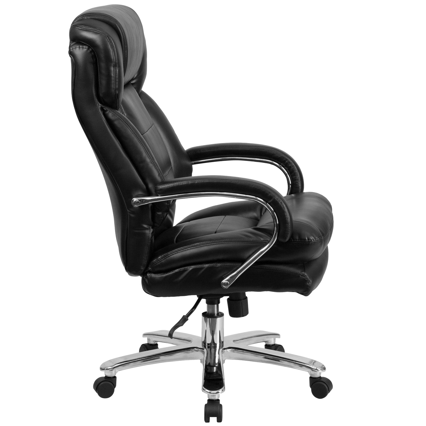 Big & Tall Office Chair | Black LeatherSoft Swivel Executive Desk Chair with Wheels Black LeatherSoft