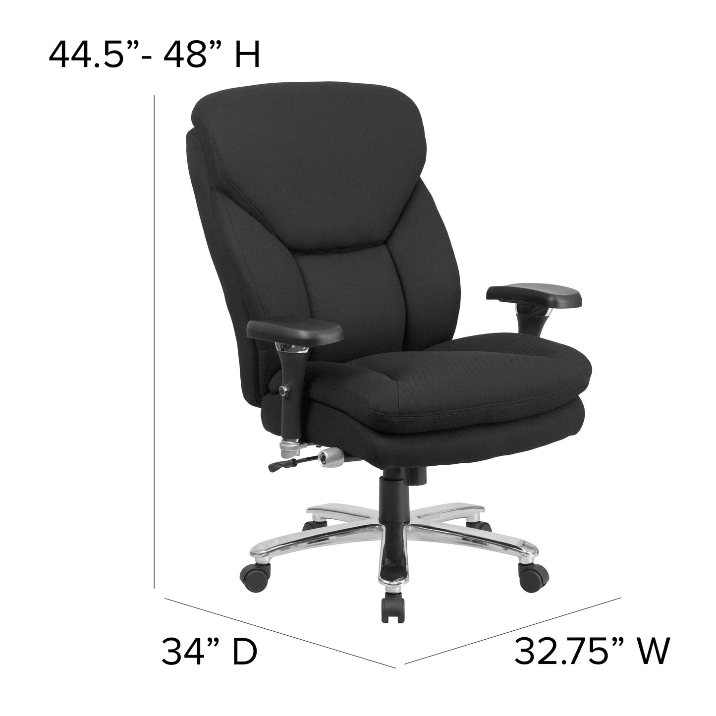 HERCULES Series 24/7 Intensive Use Big & Tall 400 lb. Rated Black Fabric Executive Ergonomic Office Chair with Lumbar Knob Black Fabric