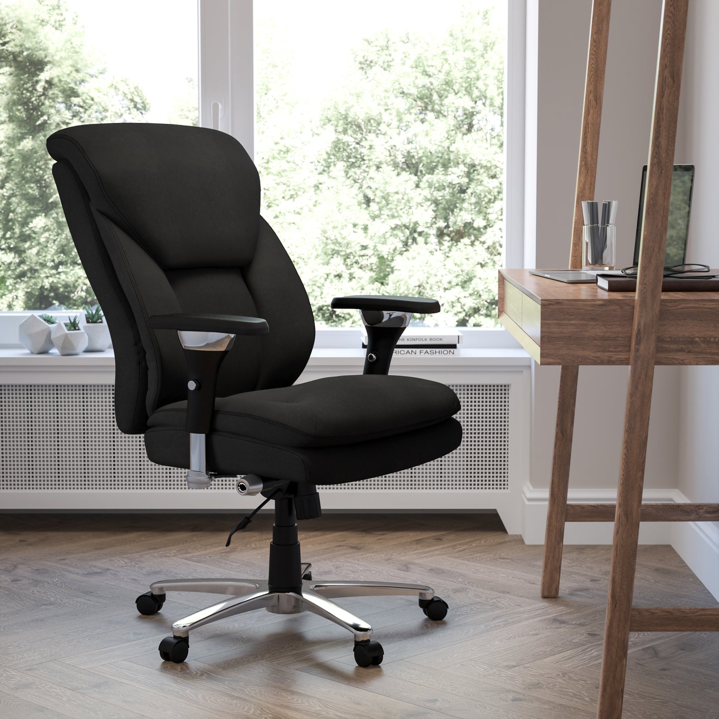 HERCULES Series 24/7 Intensive Use Big & Tall 400 lb. Rated Black Fabric Executive Ergonomic Office Chair with Lumbar Knob Black Fabric