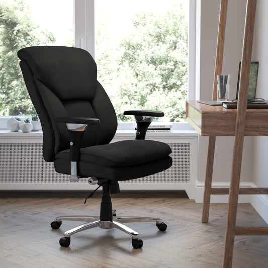HERCULES Series 24/7 Intensive Use Big & Tall 400 lb. Rated Black Fabric Executive Ergonomic Office Chair with Lumbar Knob Black Fabric GO-2085-GG