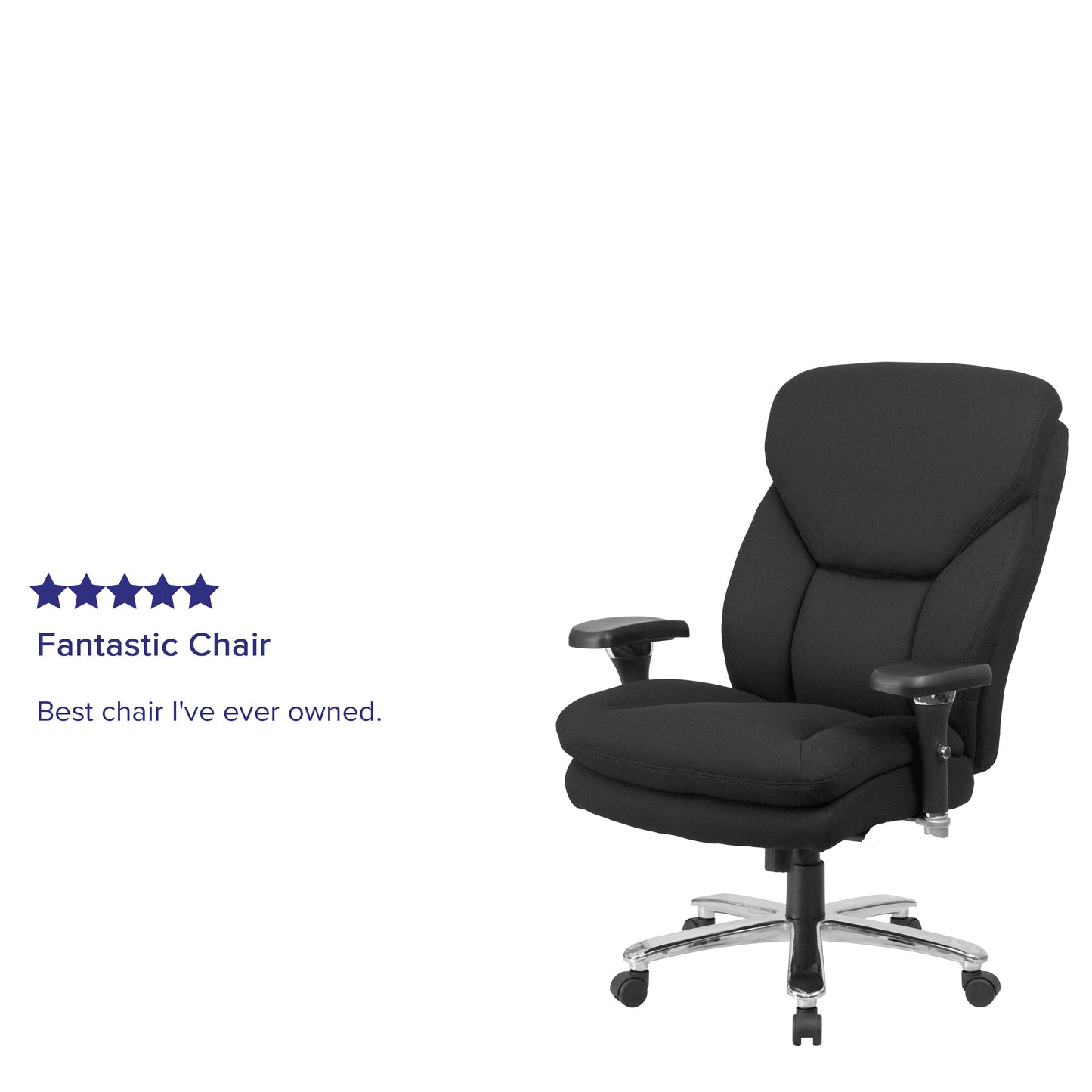HERCULES Series 24/7 Intensive Use Big & Tall 400 lb. Rated Black Fabric Executive Ergonomic Office Chair with Lumbar Knob Black Fabric