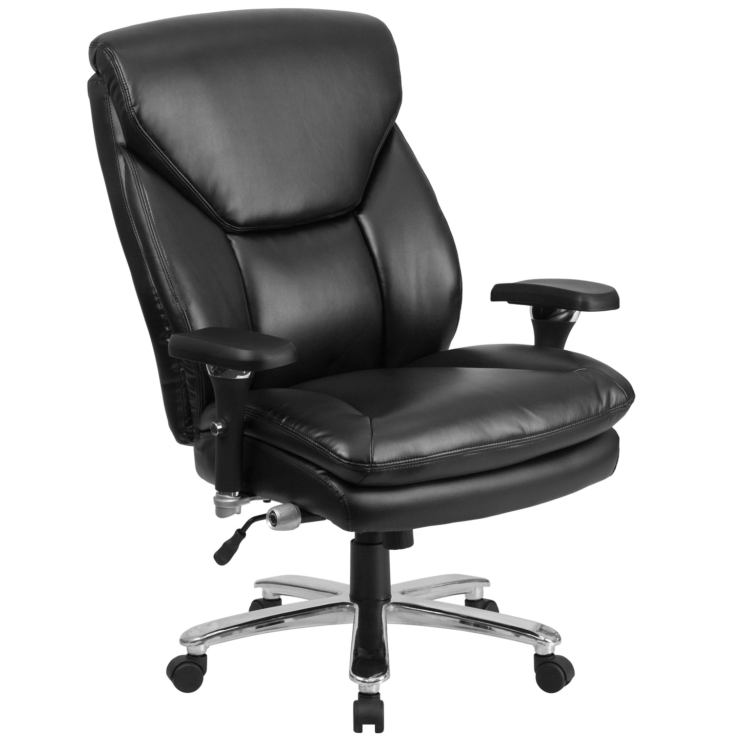 HERCULES Series 24/7 Intensive Use Big & Tall 400 lb. Rated Black LeatherSoft Ergonomic Office Chair with Lumbar Knob Black LeatherSoft GO-2085-LEA-GG
