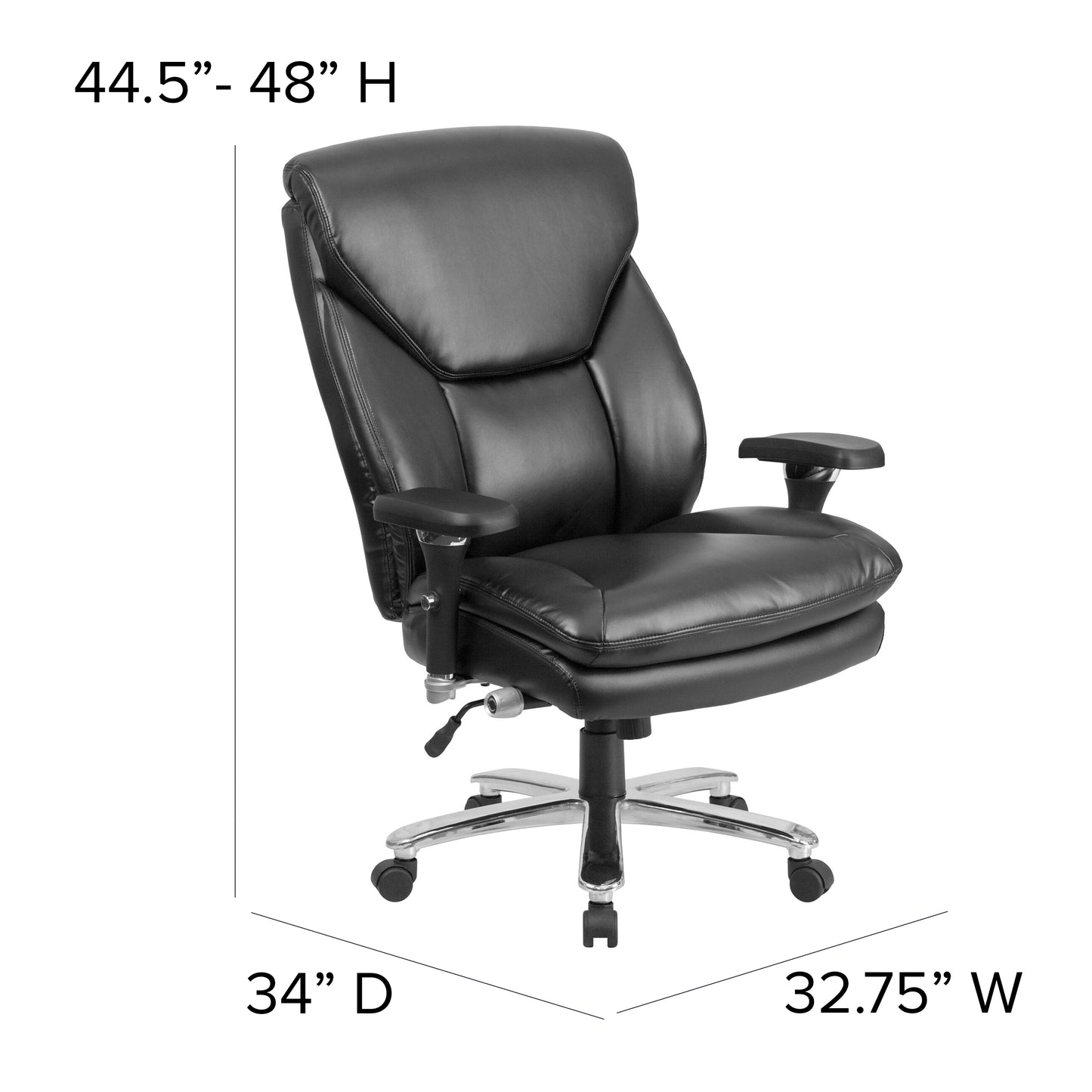 HERCULES Series 24/7 Intensive Use Big & Tall 400 lb. Rated Black LeatherSoft Ergonomic Office Chair with Lumbar Knob Black LeatherSoft GO-2085-LEA-GG