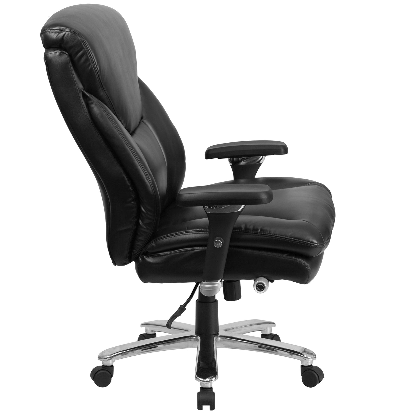 HERCULES Series 24/7 Intensive Use Big & Tall 400 lb. Rated Black LeatherSoft Ergonomic Office Chair with Lumbar Knob Black LeatherSoft GO-2085-LEA-GG