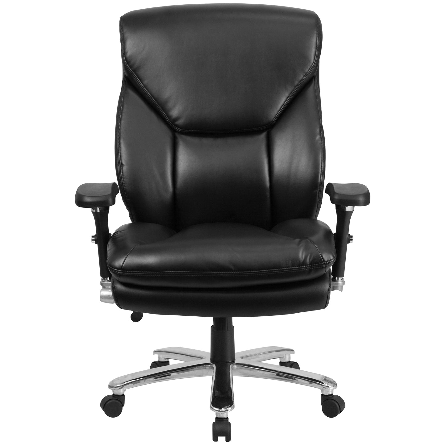 HERCULES Series 24/7 Intensive Use Big & Tall 400 lb. Rated Black LeatherSoft Ergonomic Office Chair with Lumbar Knob Black LeatherSoft GO-2085-LEA-GG