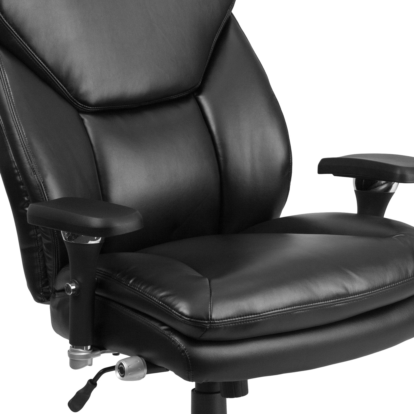 HERCULES Series 24/7 Intensive Use Big & Tall 400 lb. Rated Black LeatherSoft Ergonomic Office Chair with Lumbar Knob Black LeatherSoft GO-2085-LEA-GG