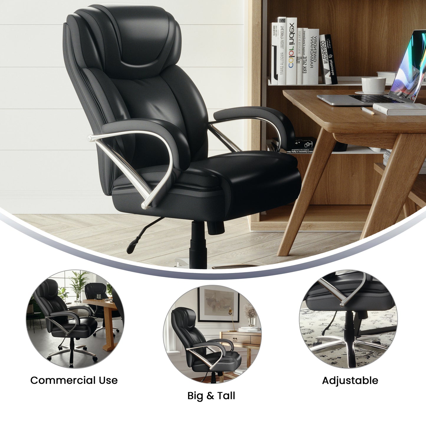 HERCULES Series Big & Tall 500 lb. Rated Black LeatherSoft Executive Swivel Ergonomic Office Chair with Extra Wide Seat Black