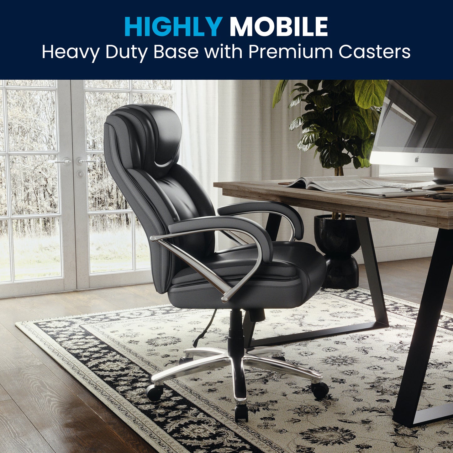 HERCULES Series Big & Tall 500 lb. Rated Black LeatherSoft Executive Swivel Ergonomic Office Chair with Extra Wide Seat Black