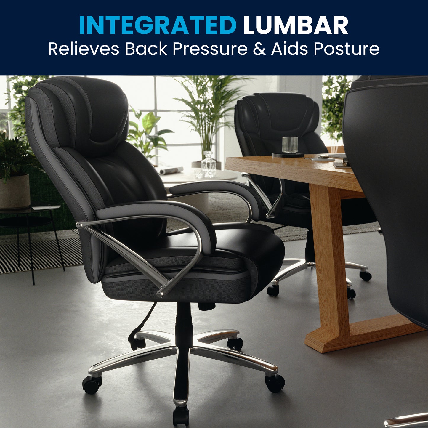 HERCULES Series Big & Tall 500 lb. Rated Black LeatherSoft Executive Swivel Ergonomic Office Chair with Extra Wide Seat Black