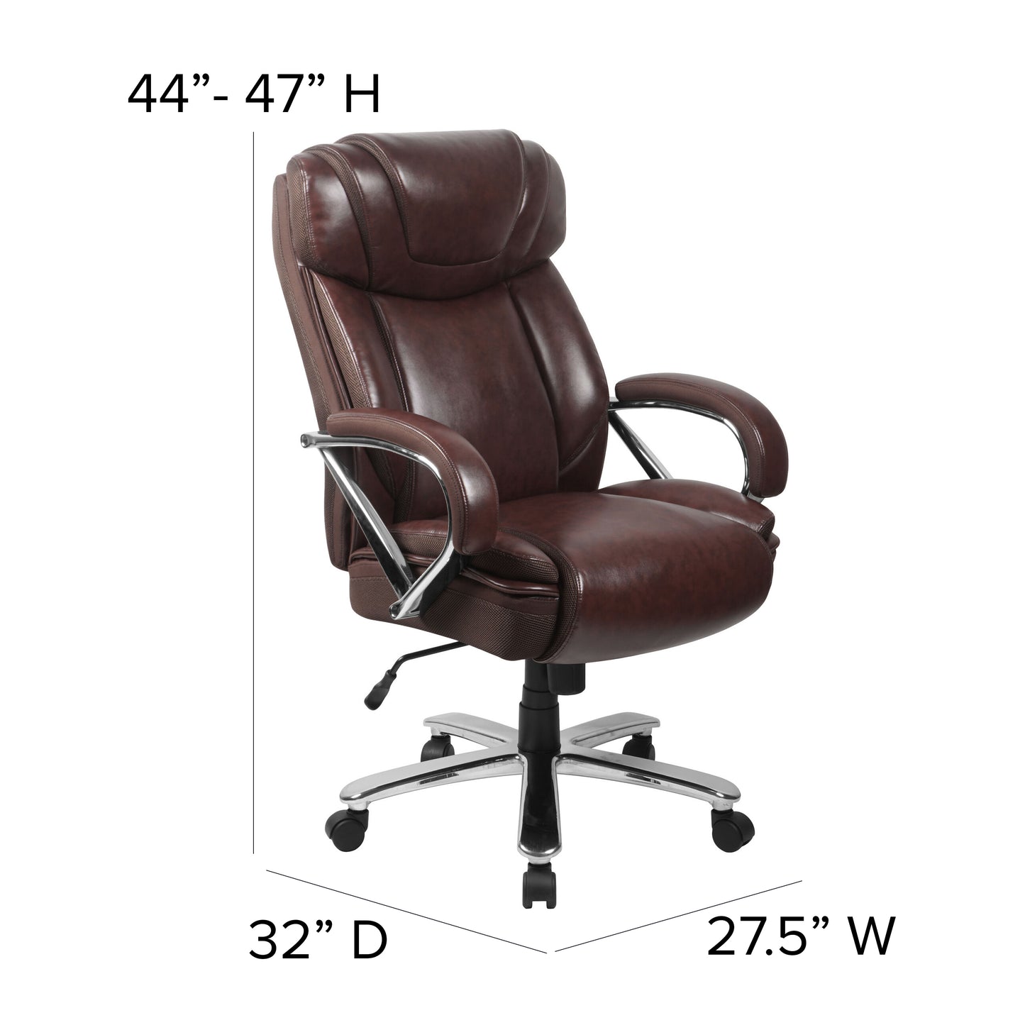HERCULES Series Big & Tall 500 lb. Rated Brown LeatherSoft Executive Swivel Ergonomic Office Chair with Extra Wide Seat Brown