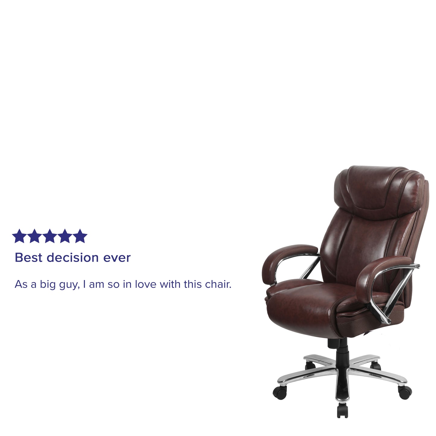 HERCULES Series Big & Tall 500 lb. Rated Brown LeatherSoft Executive Swivel Ergonomic Office Chair with Extra Wide Seat Brown
