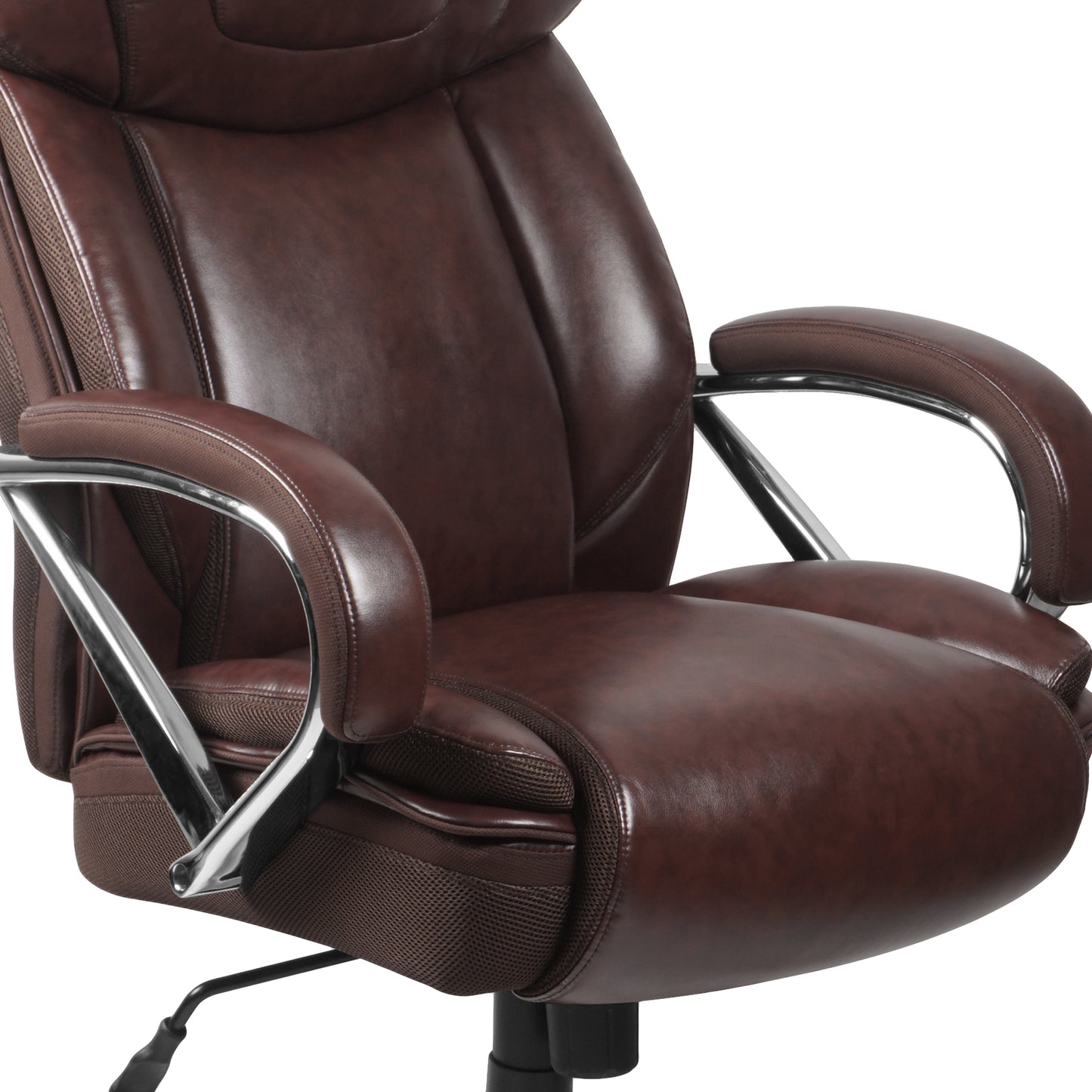HERCULES Series Big & Tall 500 lb. Rated Brown LeatherSoft Executive Swivel Ergonomic Office Chair with Extra Wide Seat Brown