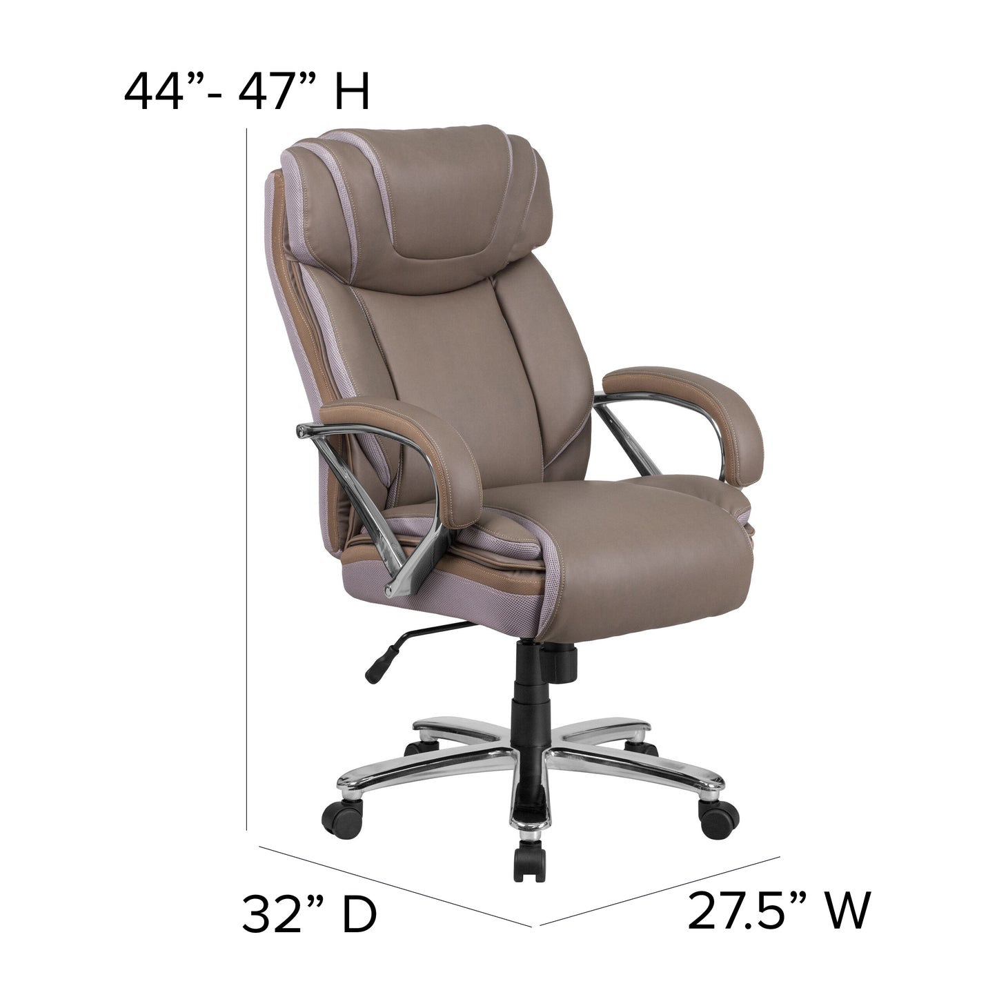 HERCULES Series Big & Tall 500 lb. Rated Taupe LeatherSoft Executive Swivel Ergonomic Office Chair with Extra Wide Seat Taupe