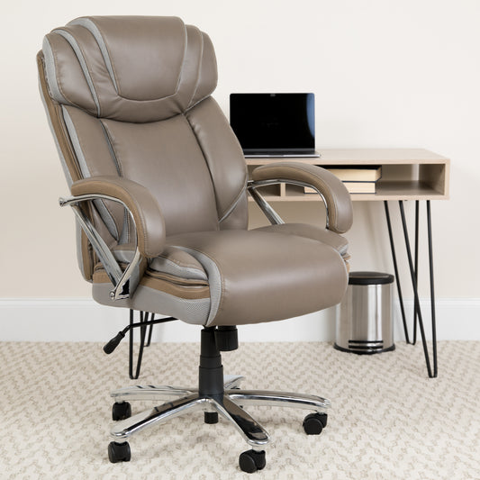 HERCULES Series Big & Tall 500 lb. Rated Taupe LeatherSoft Executive Swivel Ergonomic Office Chair with Extra Wide Seat Taupe GO-2092M-1-TP-GG