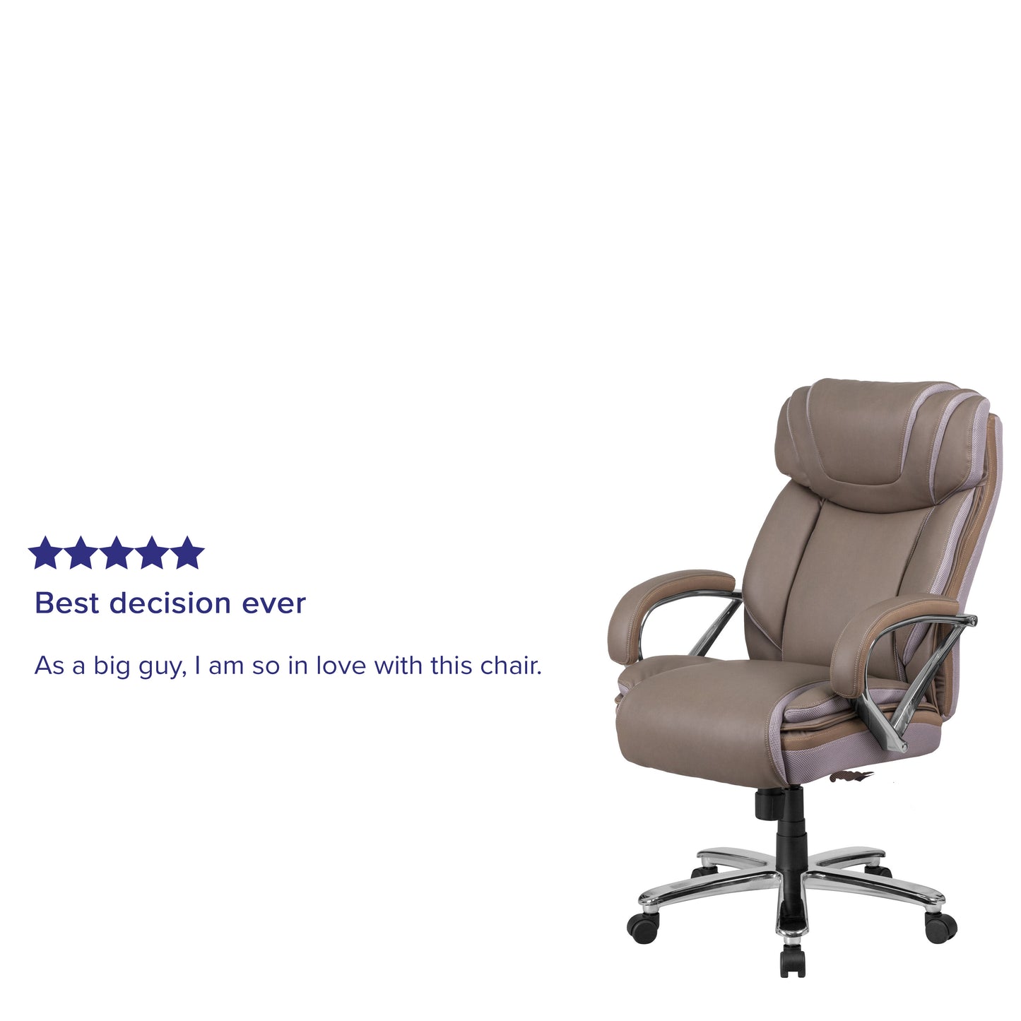 HERCULES Series Big & Tall 500 lb. Rated Taupe LeatherSoft Executive Swivel Ergonomic Office Chair with Extra Wide Seat Taupe