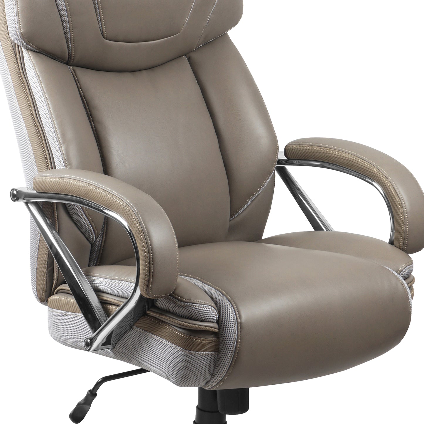 HERCULES Series Big & Tall 500 lb. Rated Taupe LeatherSoft Executive Swivel Ergonomic Office Chair with Extra Wide Seat Taupe