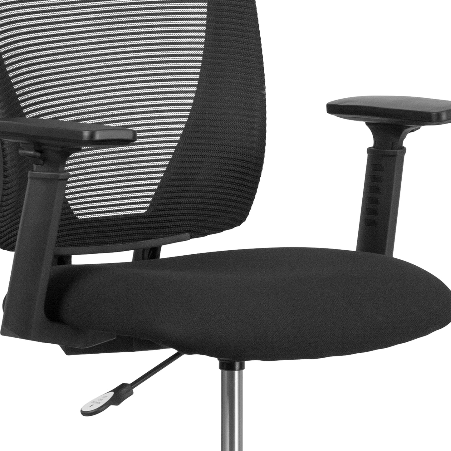 Harper Ergonomic Mid-Back Mesh Drafting Chair with Black Fabric Seat, Adjustable Foot Ring and Adjustable Arms Black