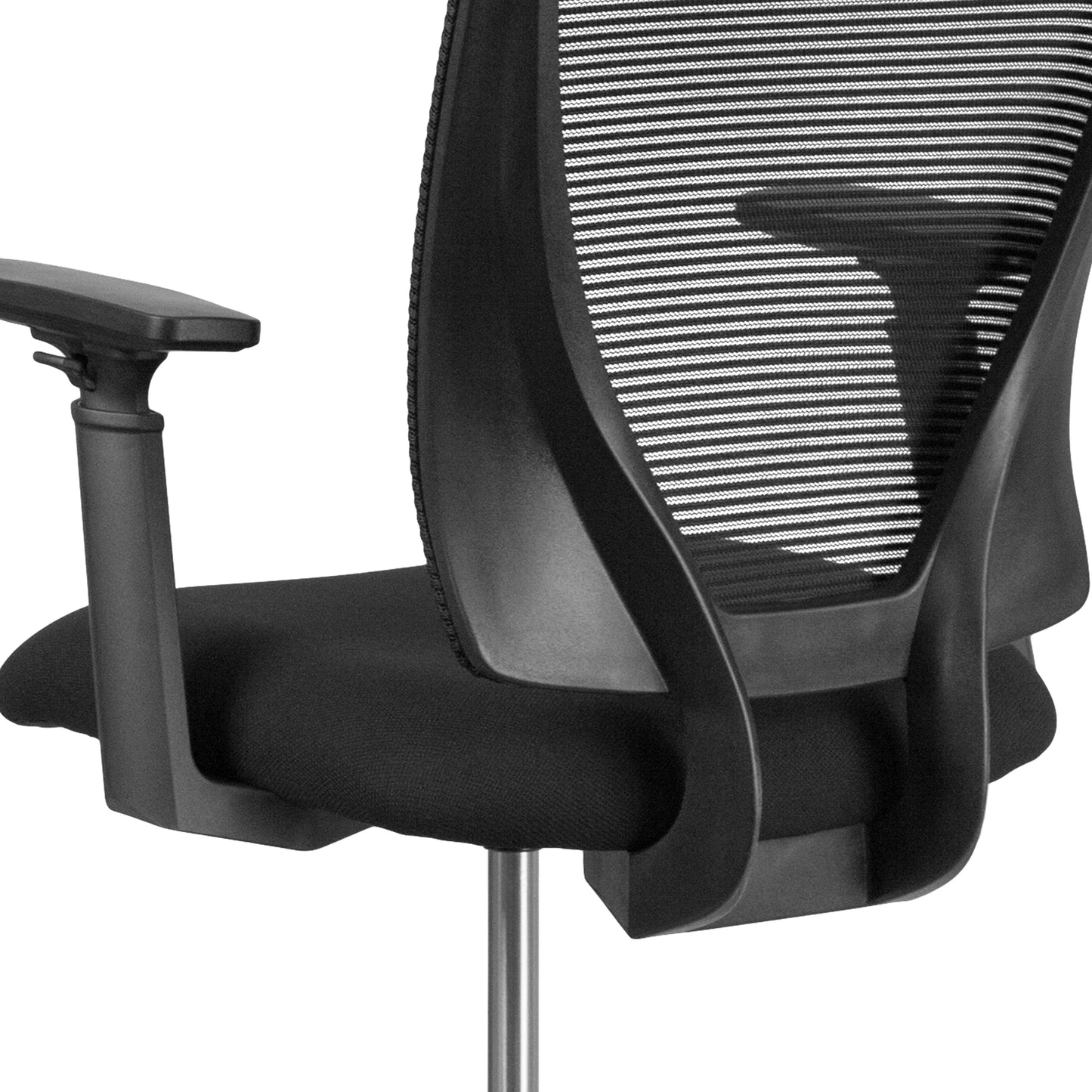 Harper Ergonomic Mid-Back Mesh Drafting Chair with Black Fabric Seat, Adjustable Foot Ring and Adjustable Arms Black