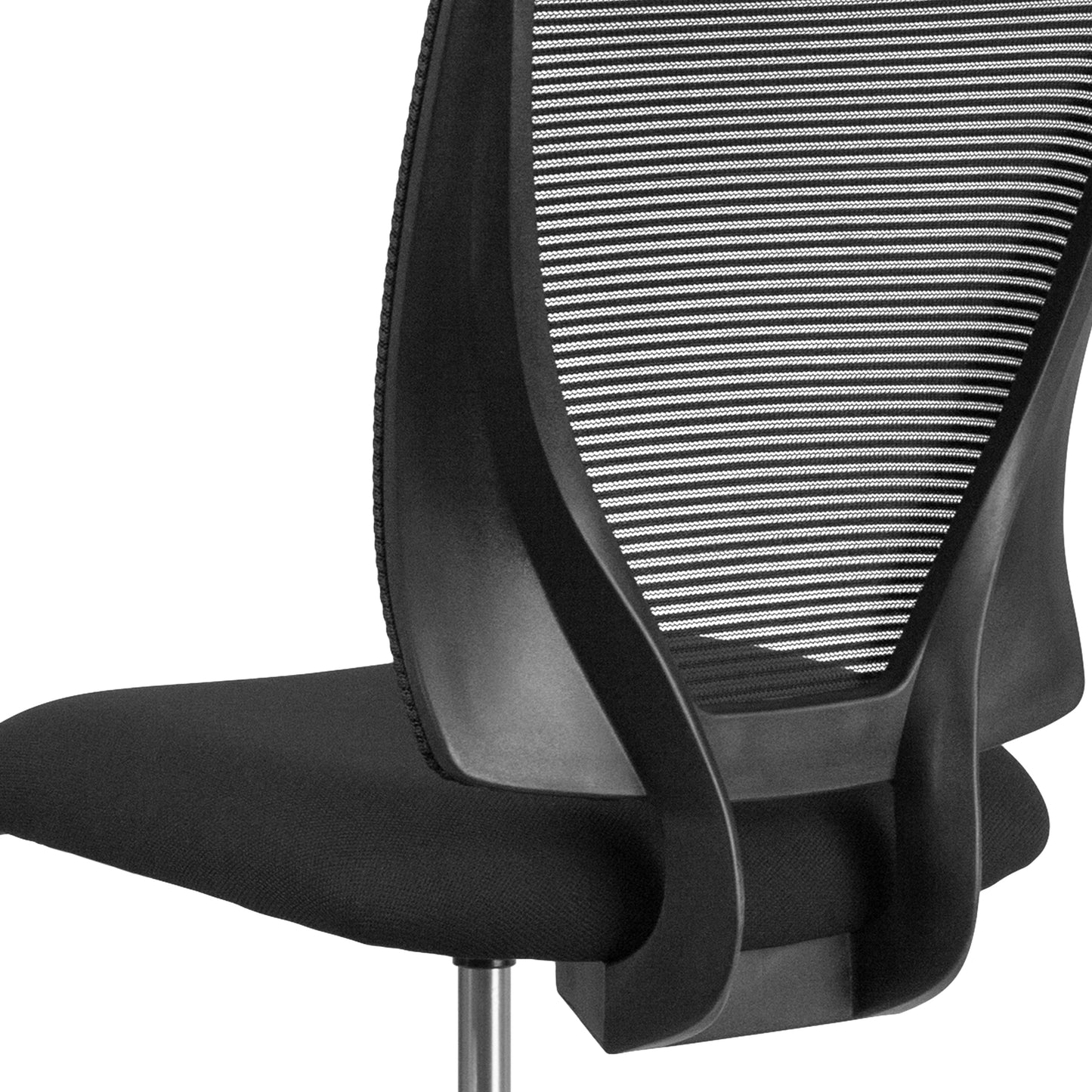 Harper Ergonomic Mid-Back Mesh Drafting Chair with Black Fabric Seat and Adjustable Foot Ring Black