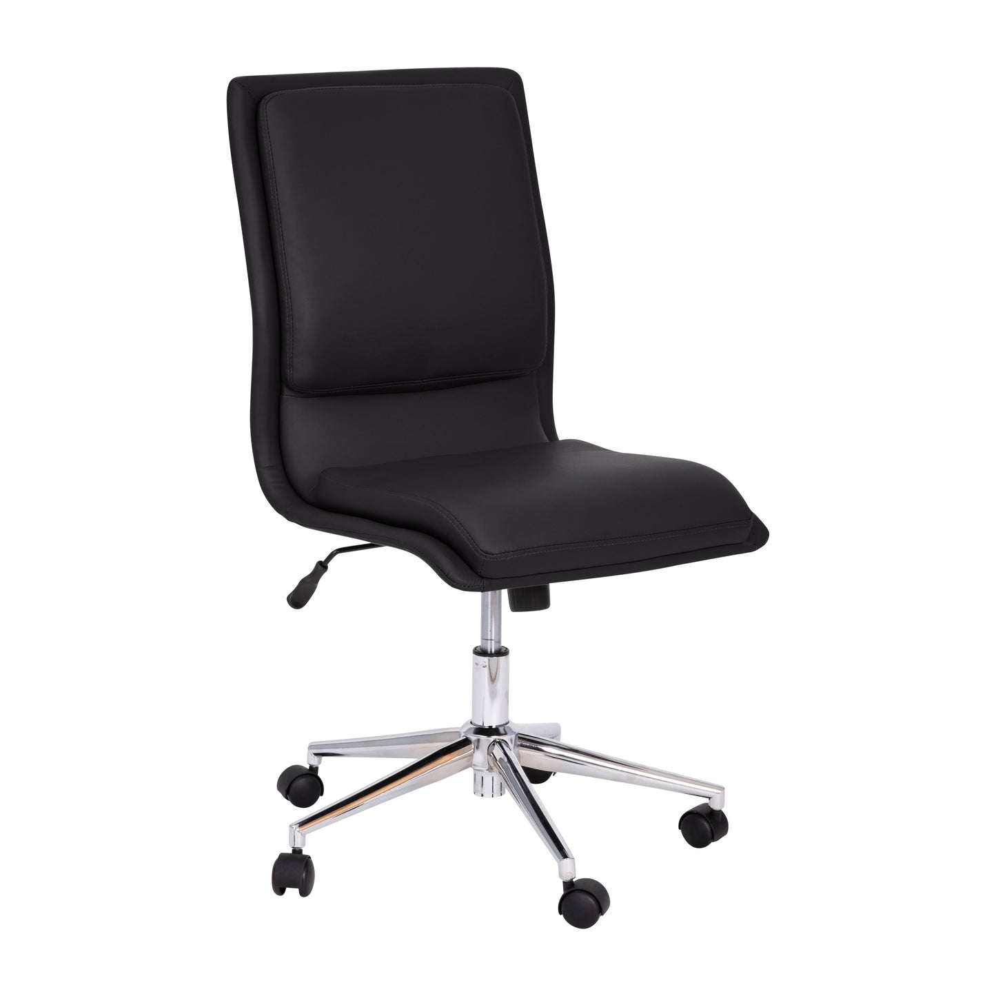 Madigan Mid-Back Armless Swivel Task Office Chair with LeatherSoft and Adjustable Chrome Base, Black Black