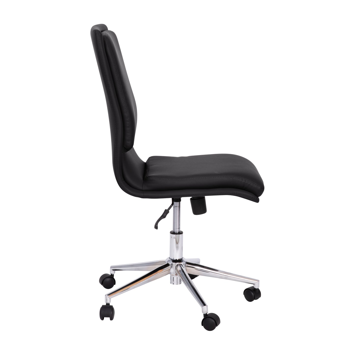 Madigan Mid-Back Armless Swivel Task Office Chair with LeatherSoft and Adjustable Chrome Base, Black Black