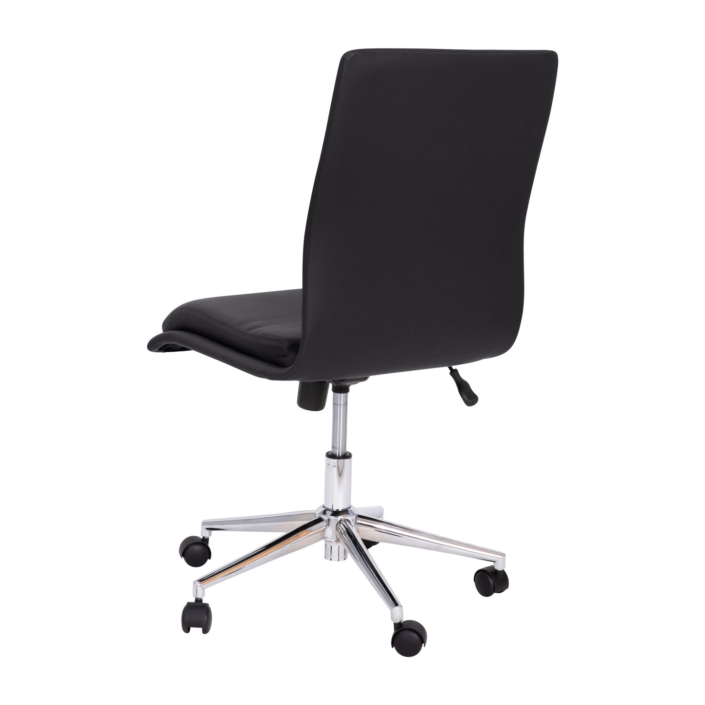Madigan Mid-Back Armless Swivel Task Office Chair with LeatherSoft and Adjustable Chrome Base, Black Black