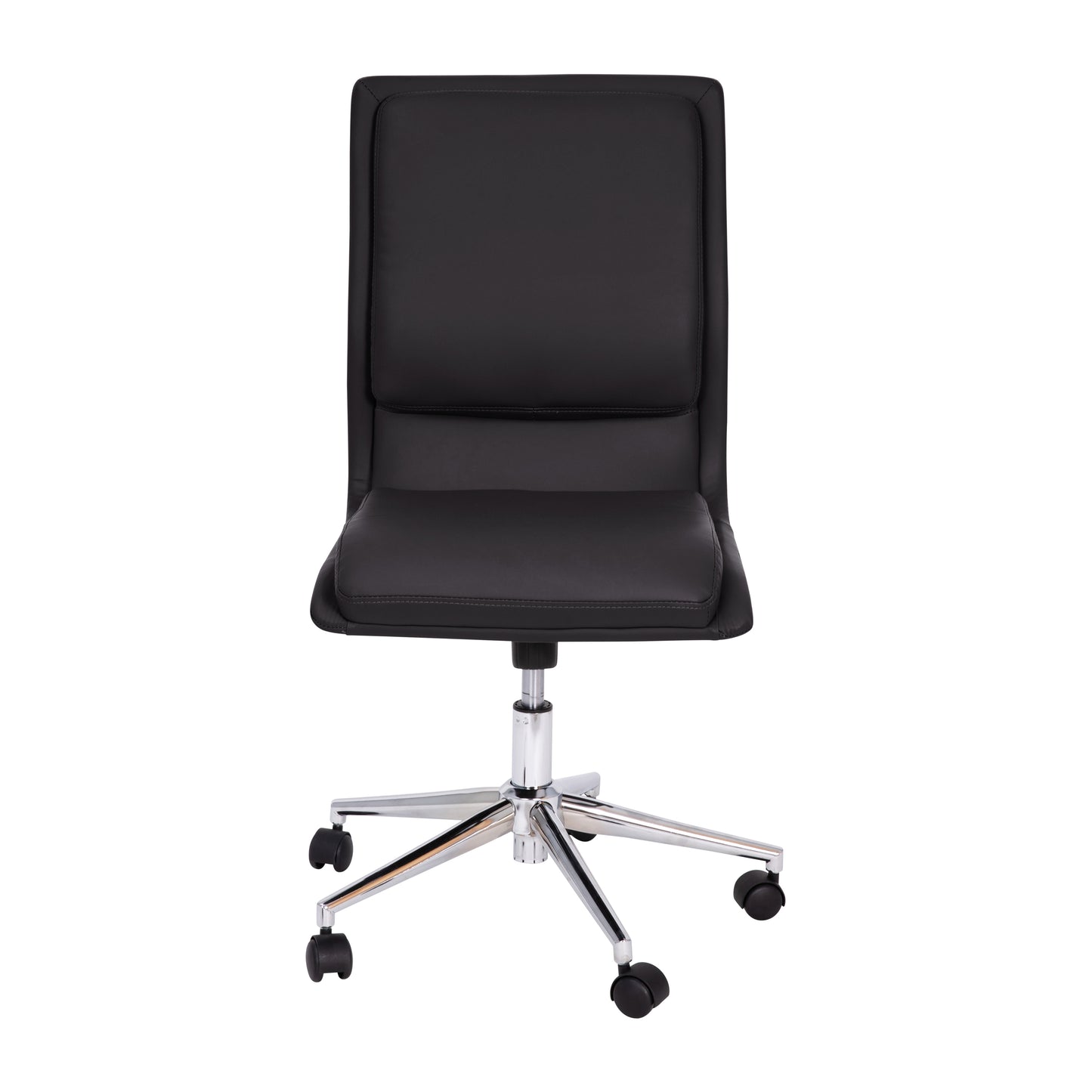 Madigan Mid-Back Armless Swivel Task Office Chair with LeatherSoft and Adjustable Chrome Base, Black Black
