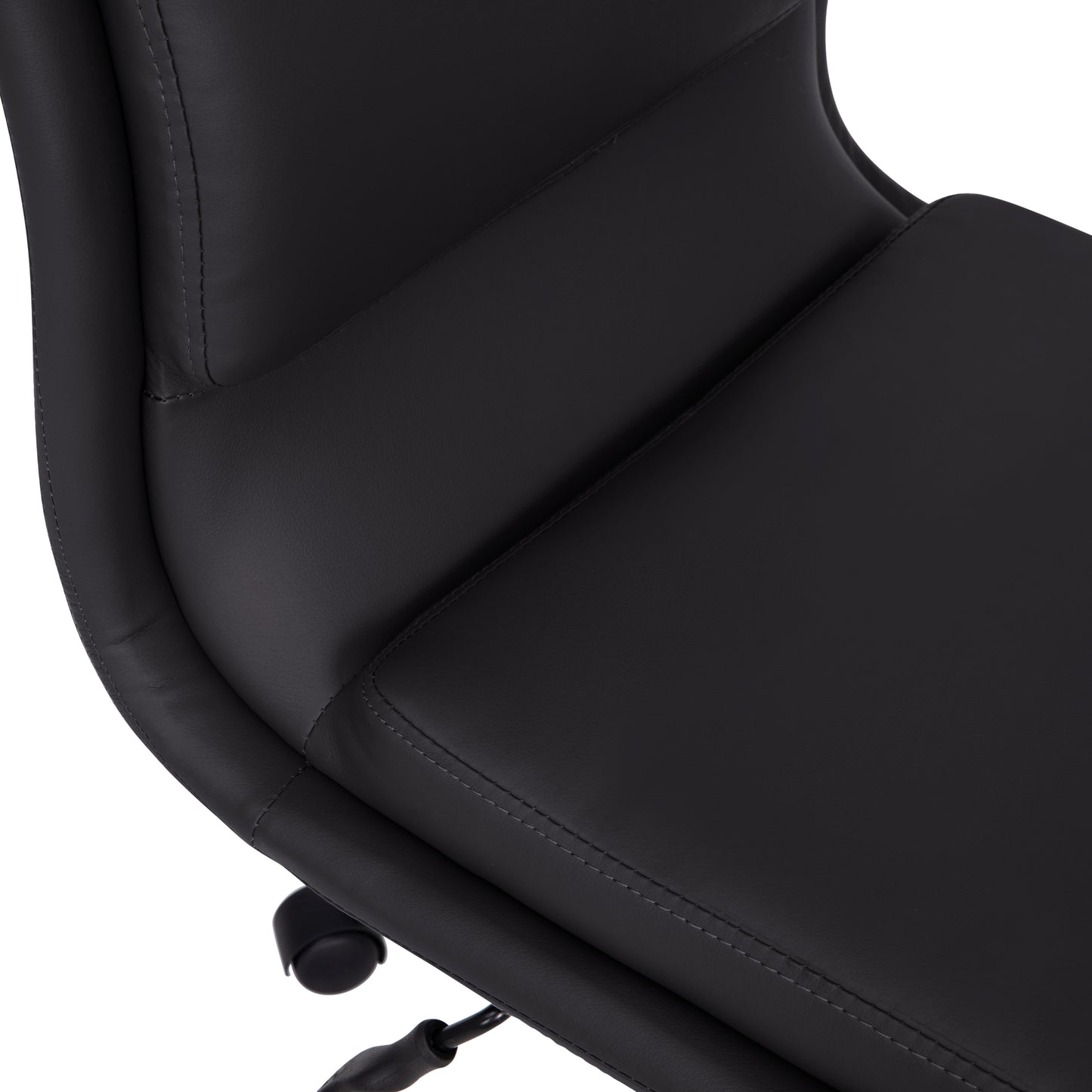 Madigan Mid-Back Armless Swivel Task Office Chair with LeatherSoft and Adjustable Chrome Base, Black Black