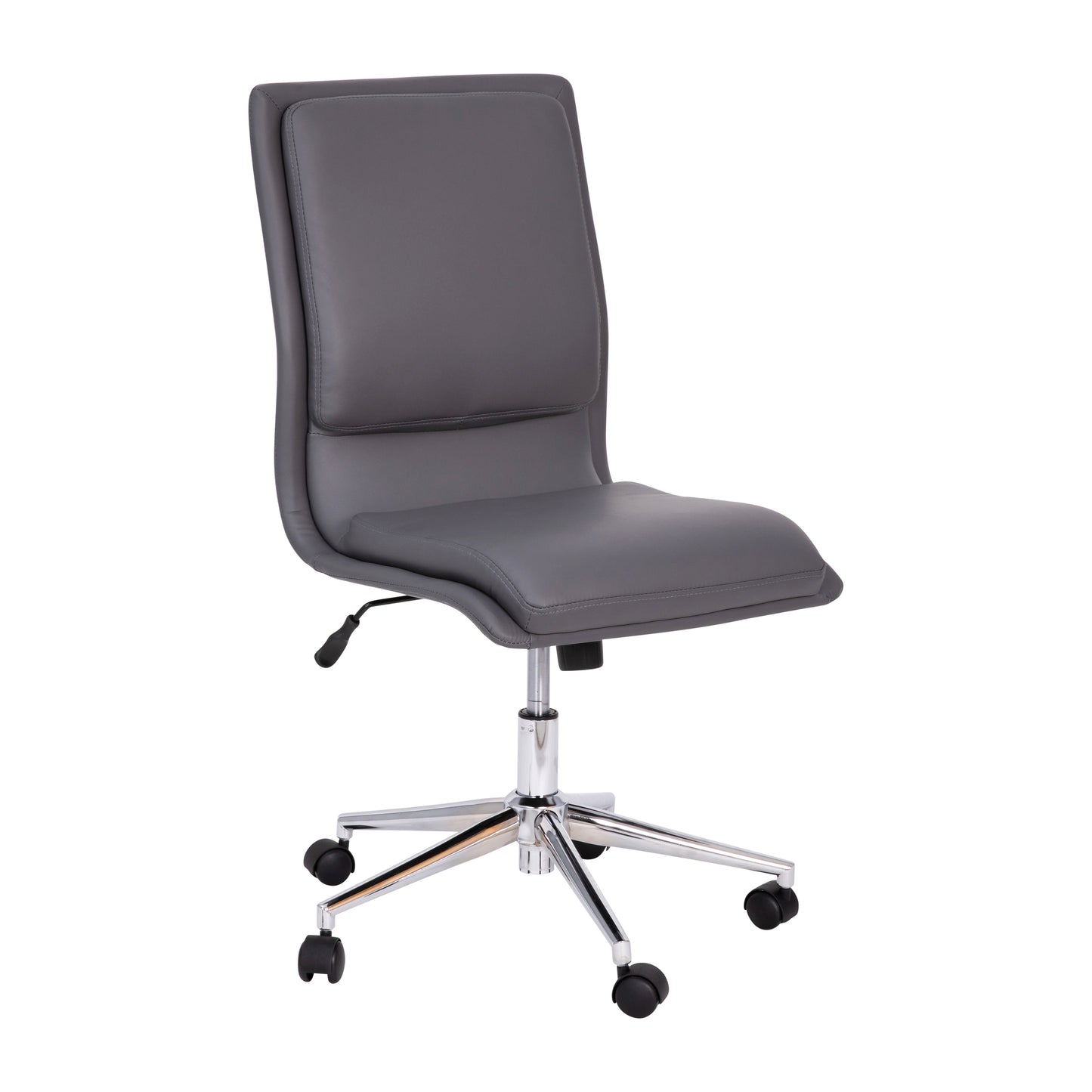 Madigan Mid-Back Armless Swivel Task Office Chair with LeatherSoft and Adjustable Chrome Base, Gray Gray