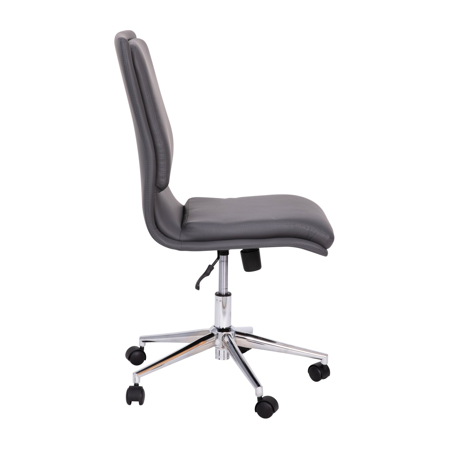 Madigan Mid-Back Armless Swivel Task Office Chair with LeatherSoft and Adjustable Chrome Base, Gray Gray